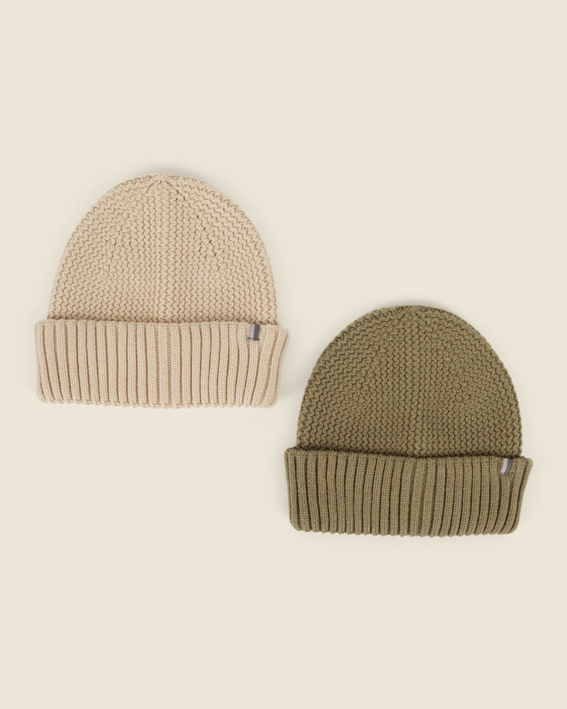 Larsson & Co Men's Stone & Sage 2 Pack Knitted Beanie Hat