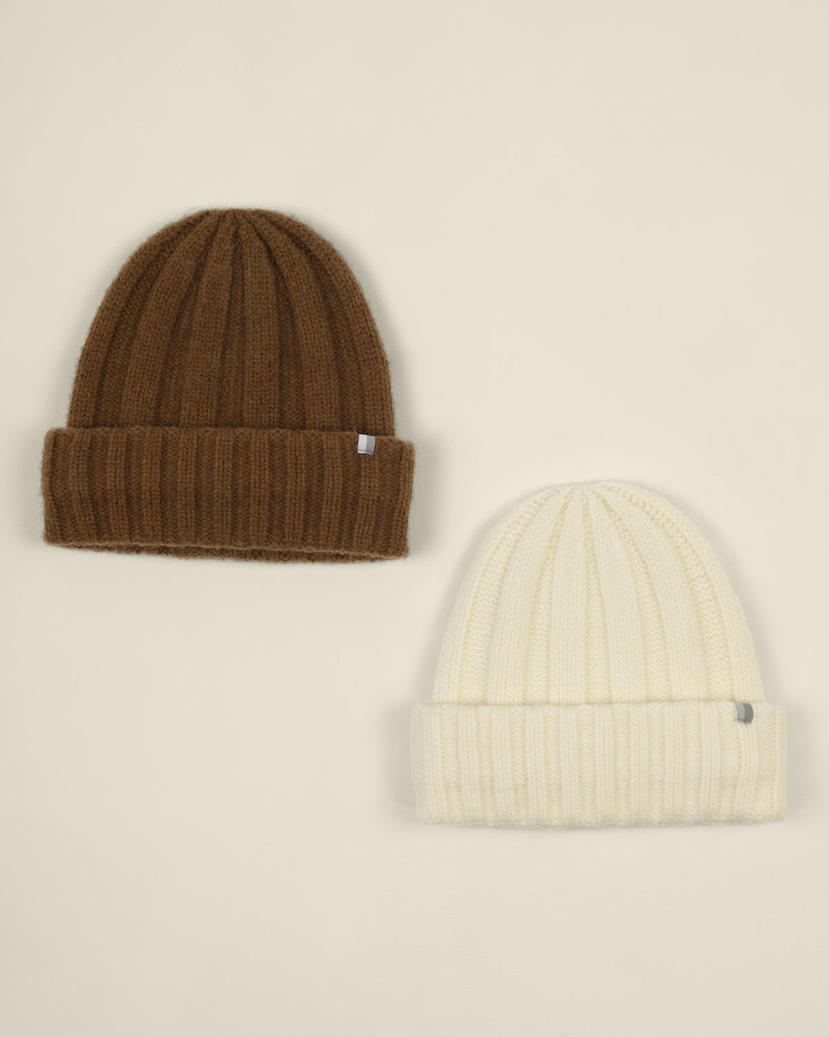 Frey - 2 Pack Cream &amp; Light Brown Beanie Hat