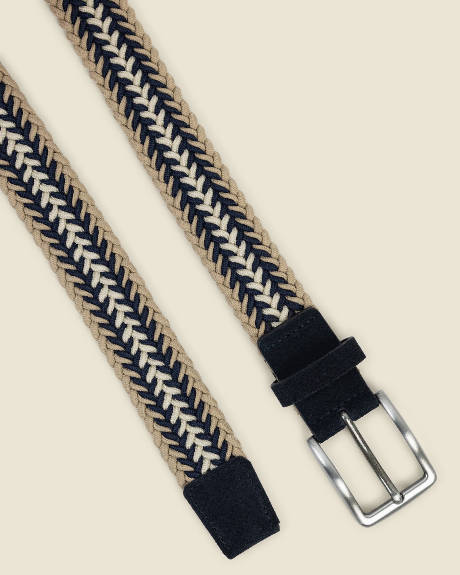 Lunde - Multi-Coloured Wide Striped Braided Elastic Stretch Belt