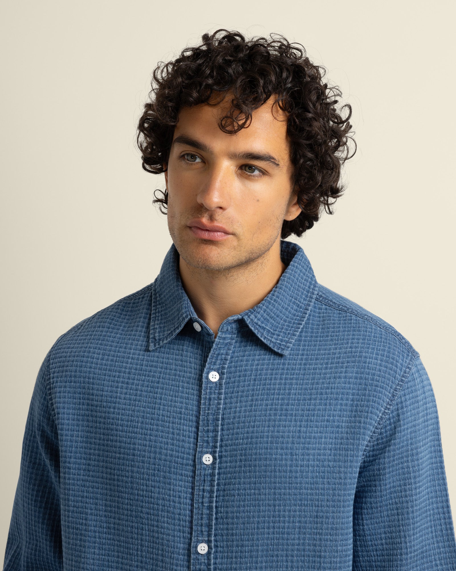 Niles - Grid Denim Long Sleeve Shirt