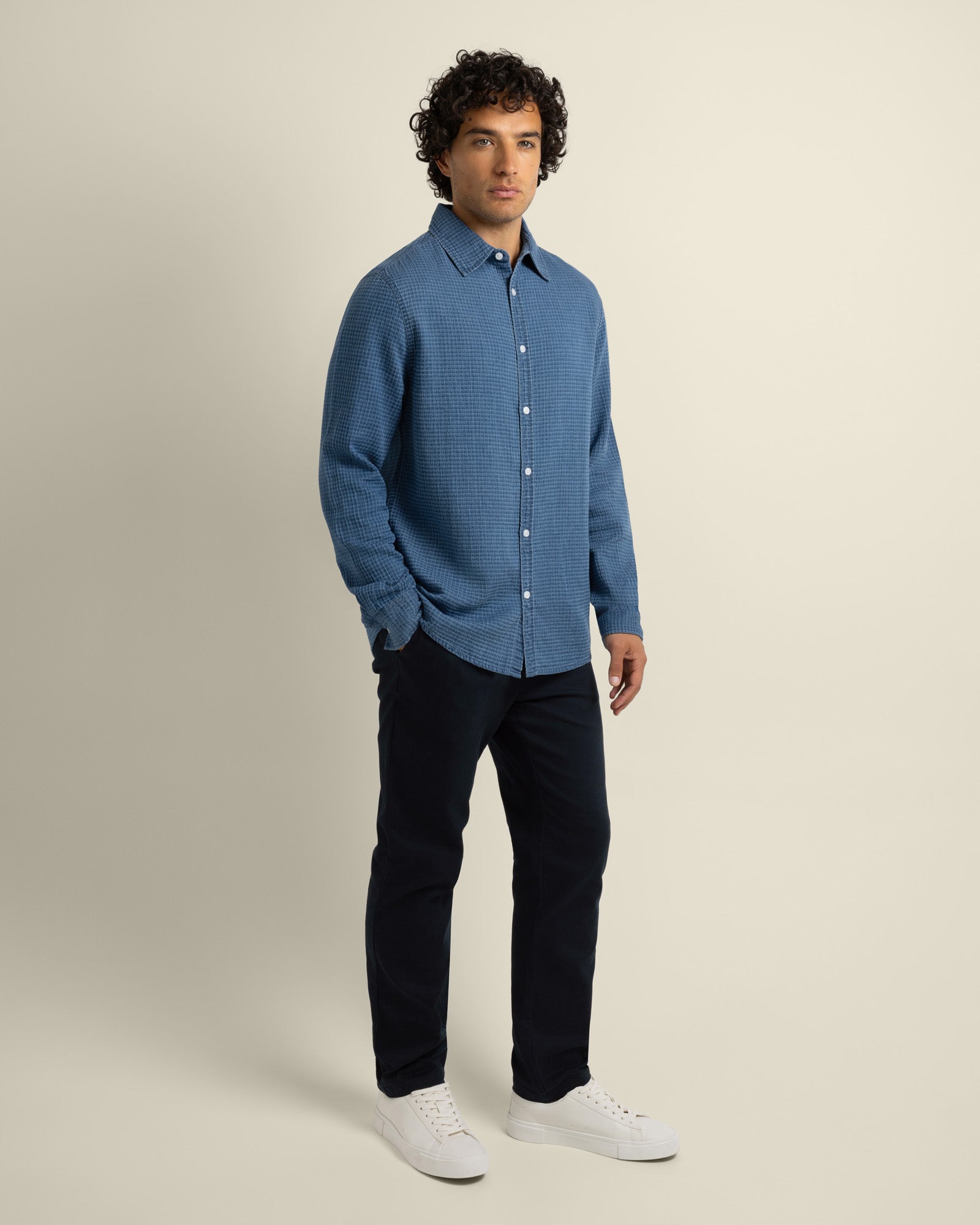 Niles - Grid Denim Long Sleeve Shirt