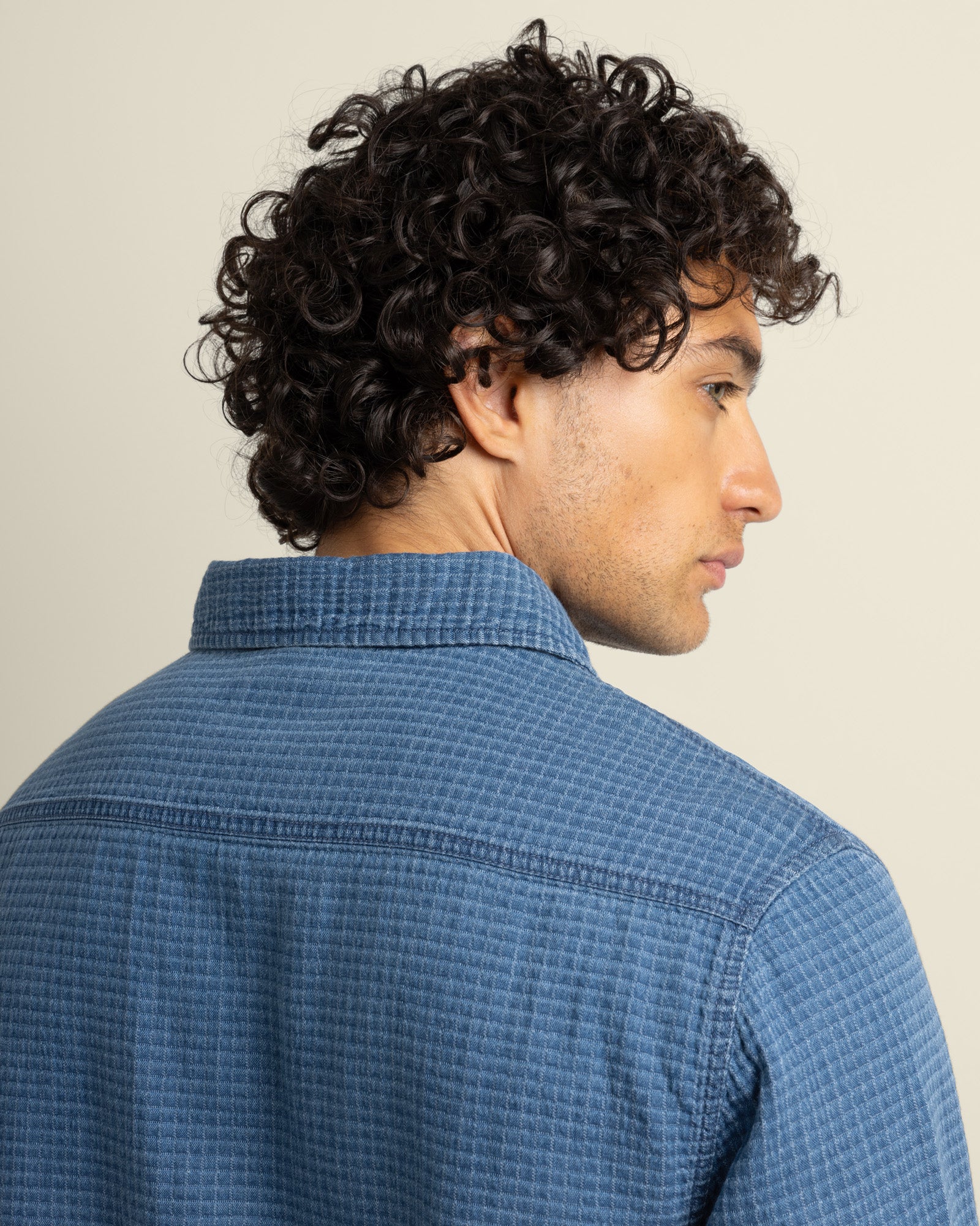 Niles - Grid Denim Long Sleeve Shirt