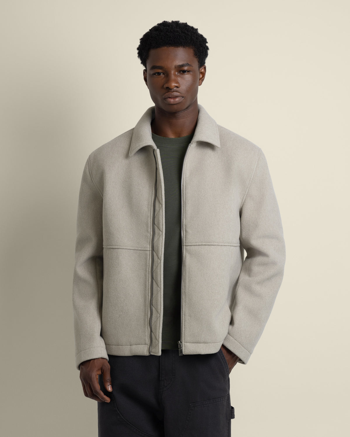 Magnus – Oatmeal Brushed Harrington Jacket