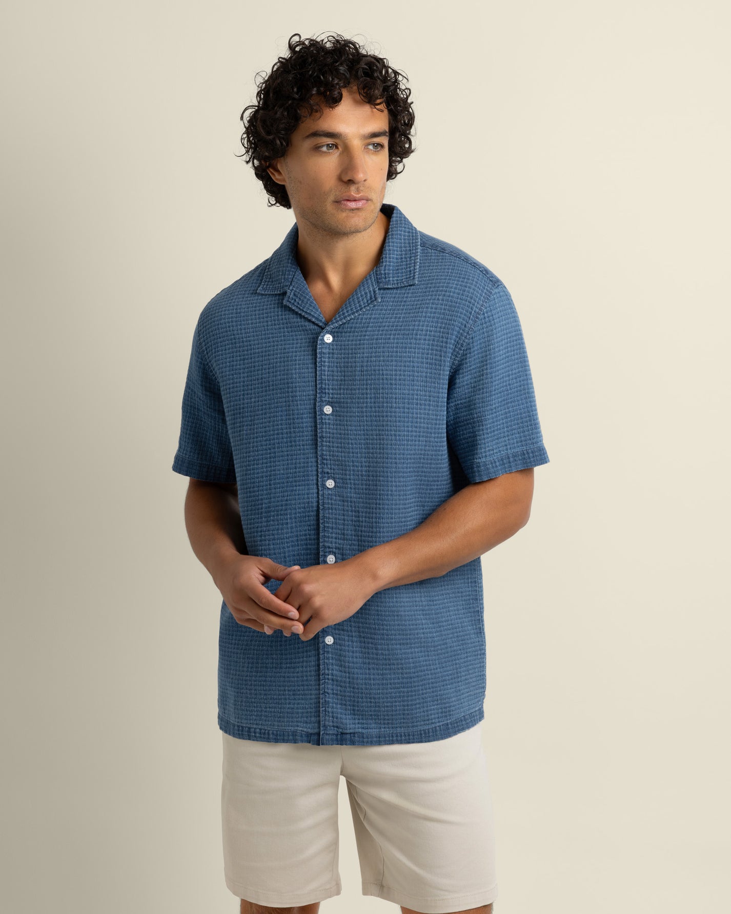 Soren - Grid Denim Short Sleeve Shirt
