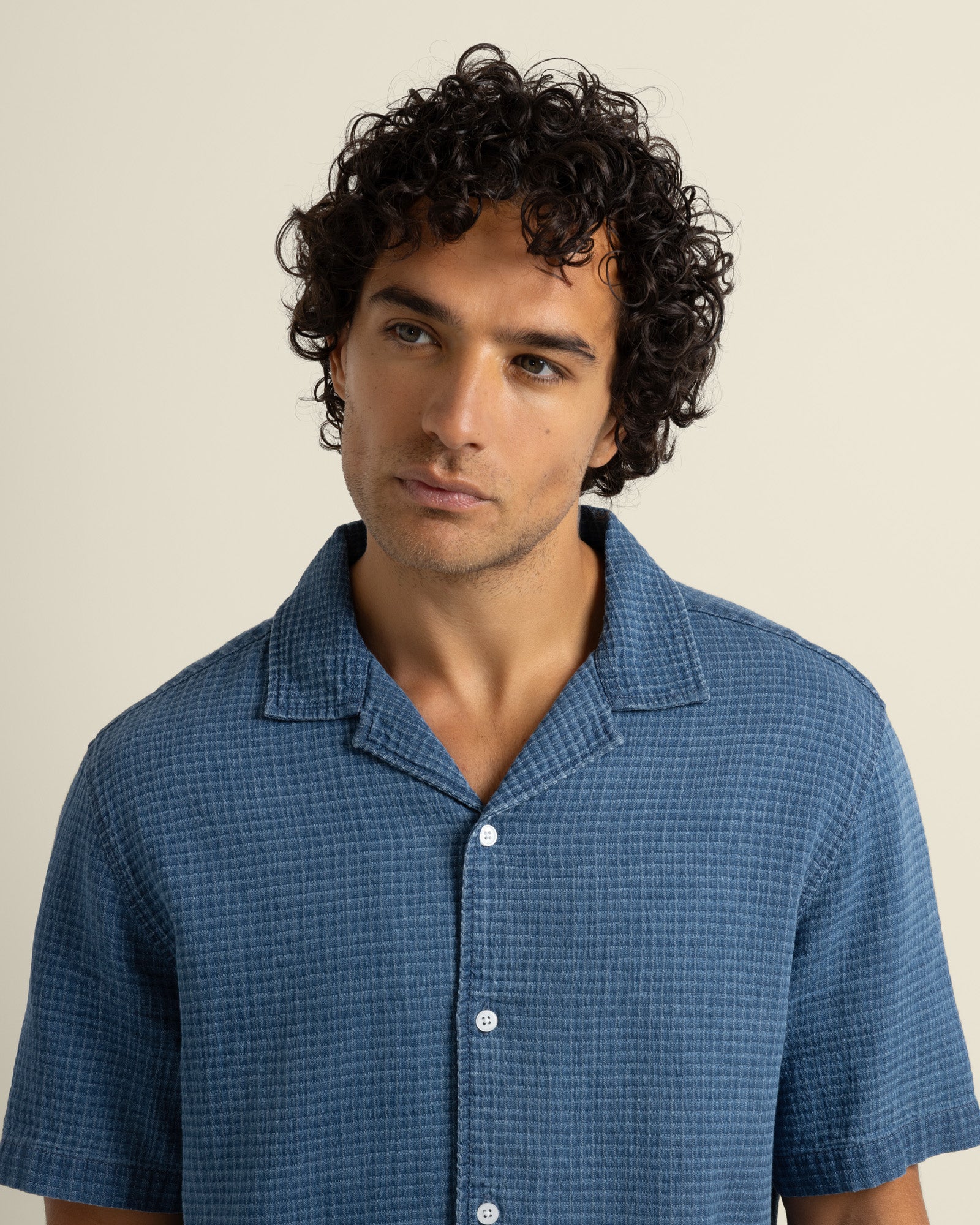 Soren - Grid Denim Short Sleeve Shirt