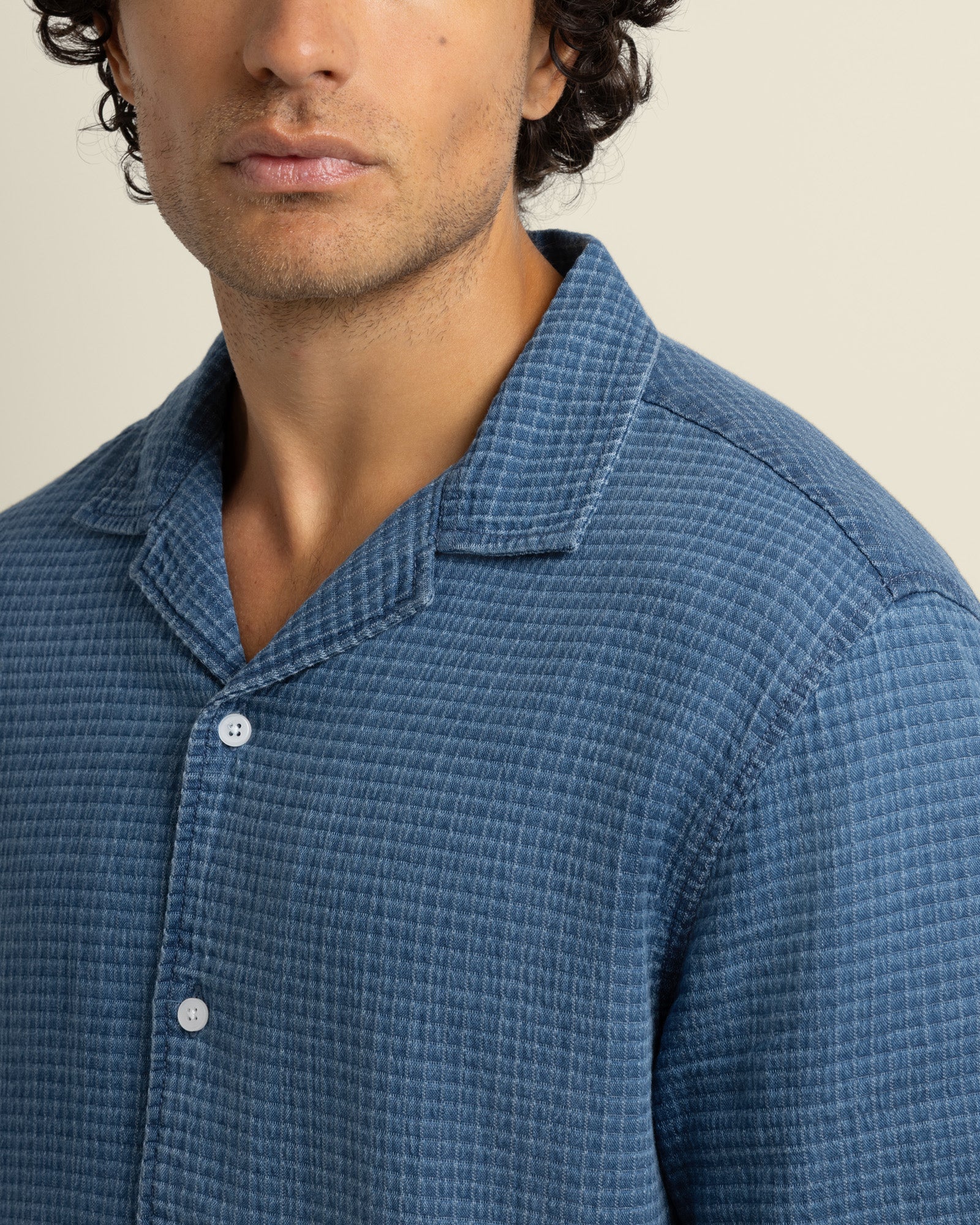 Soren - Grid Denim Short Sleeve Shirt