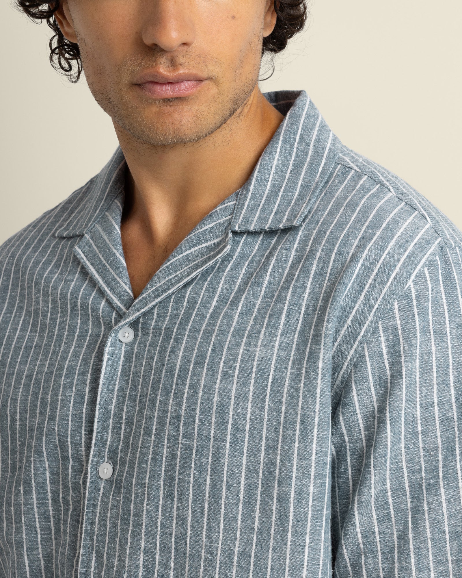 Kare - Linen Blend Striped Short Sleeve Shirt