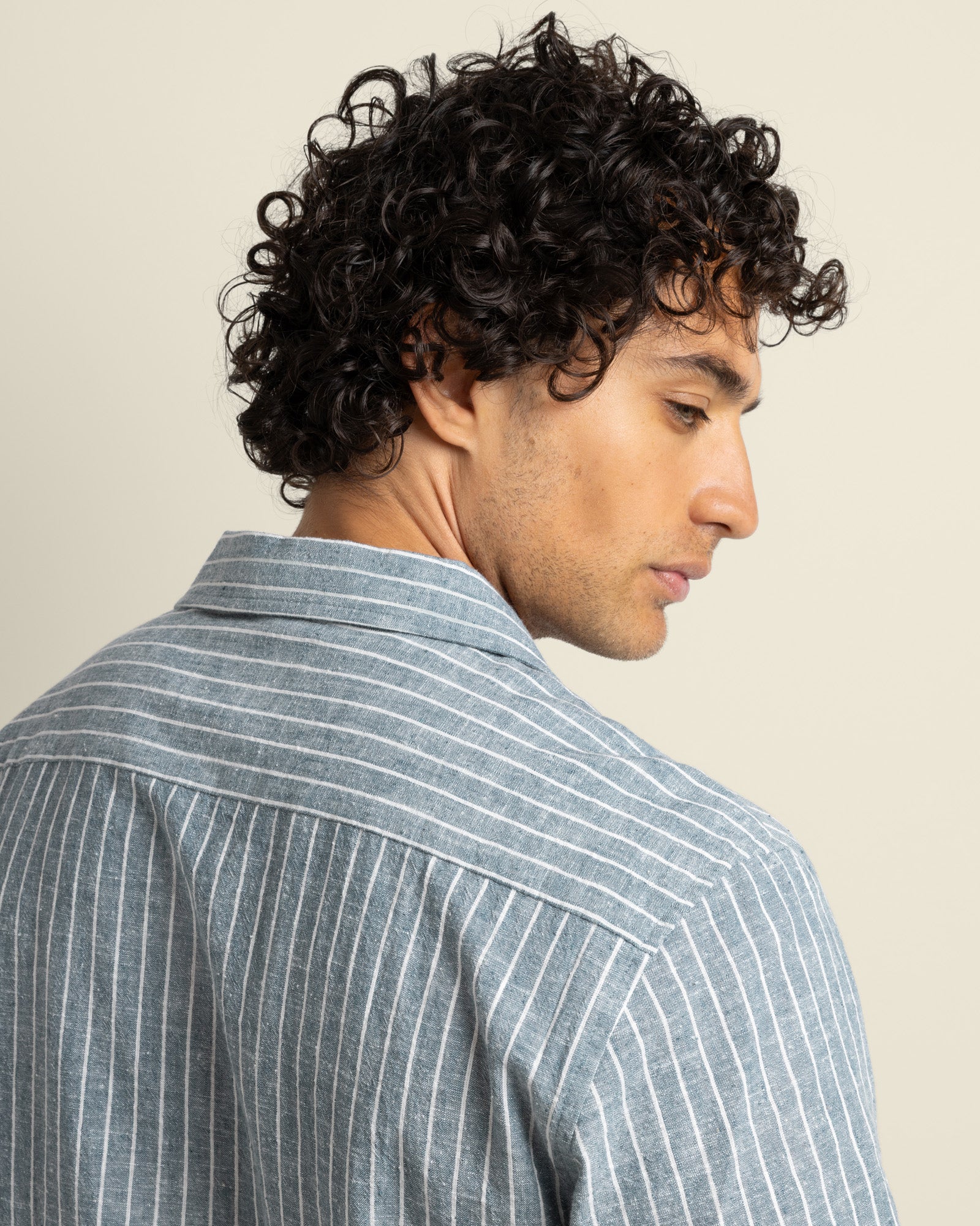 Kare - Linen Blend Striped Short Sleeve Shirt