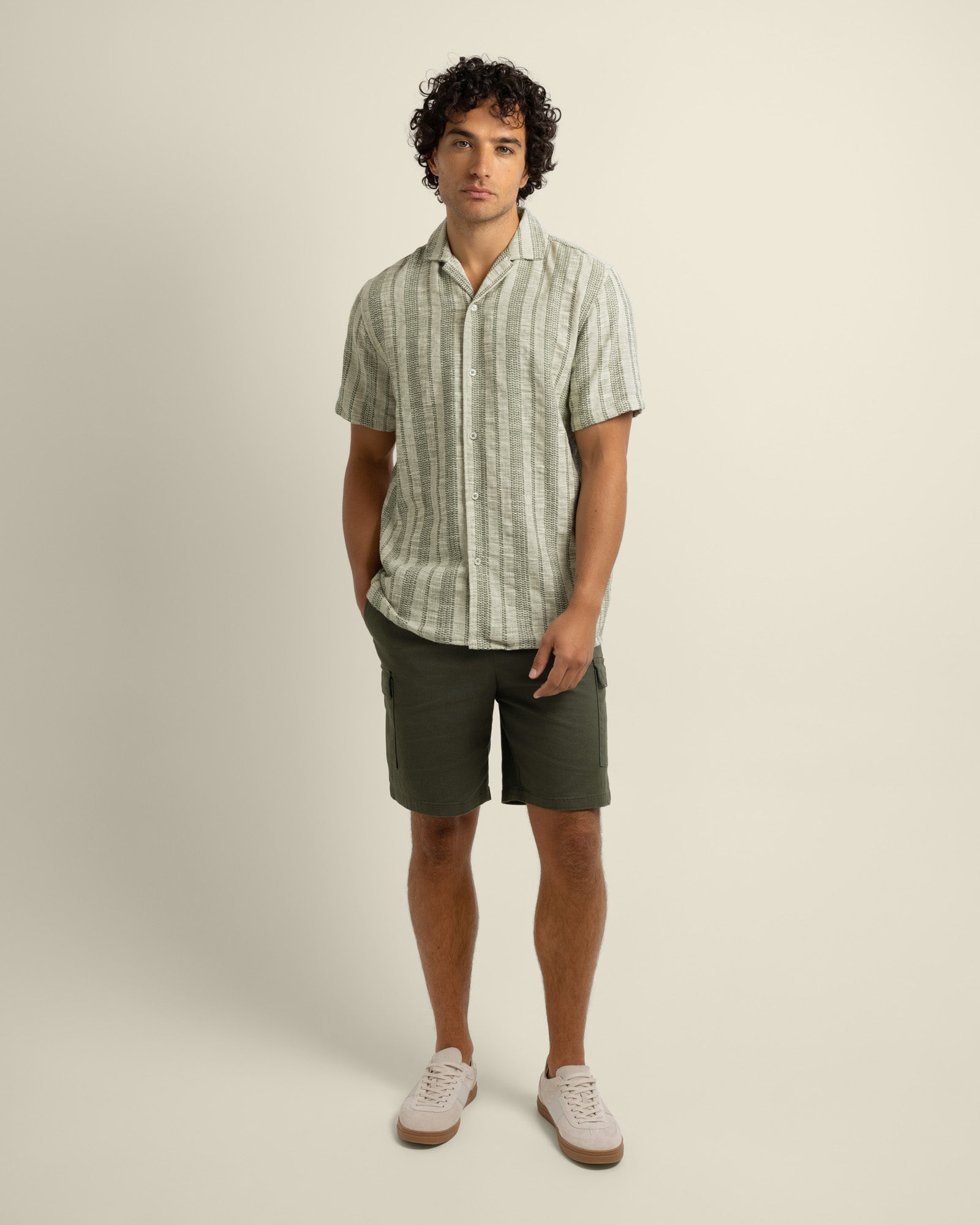 Aric - Jacquard Stripe Short Sleeve Shirt