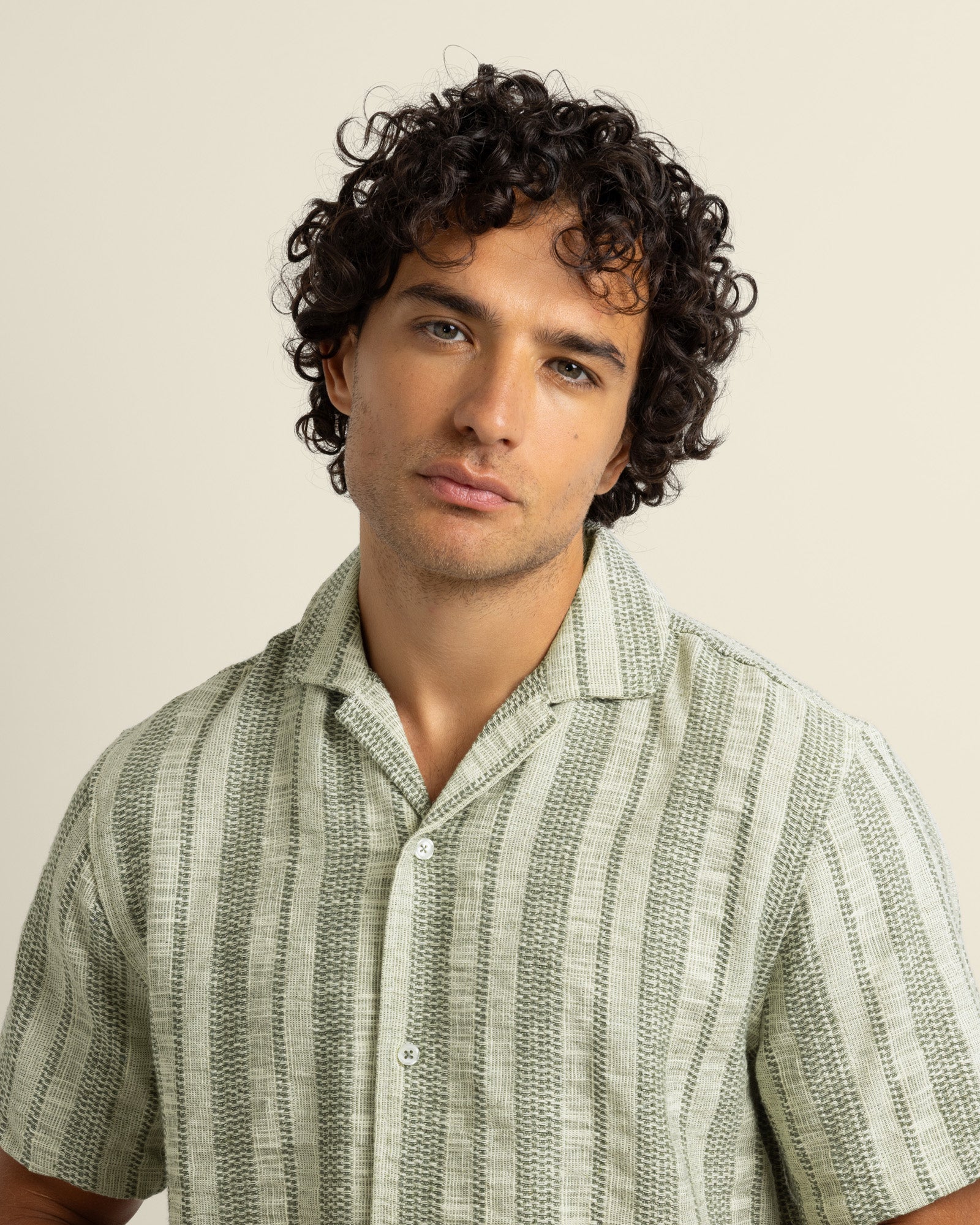 Aric - Jacquard Stripe Short Sleeve Shirt