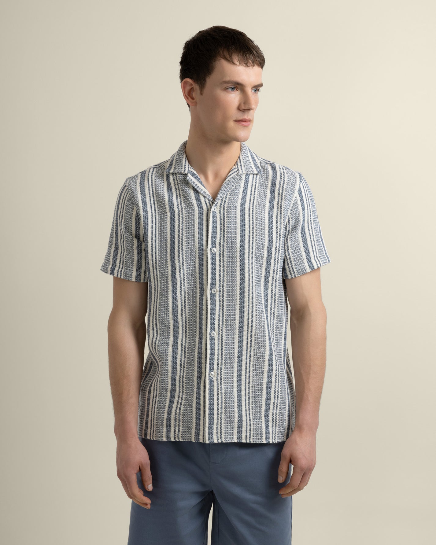 Olsen - Waffle Stripe Short Sleeve Shirt