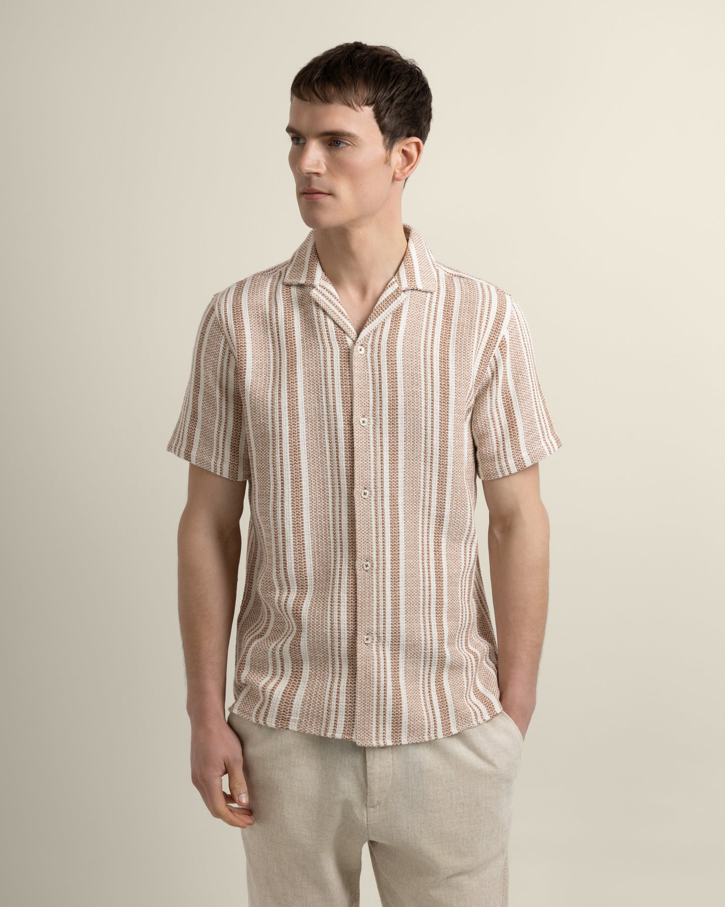 Olsen - Waffle Stripe Short Sleeve Shirt
