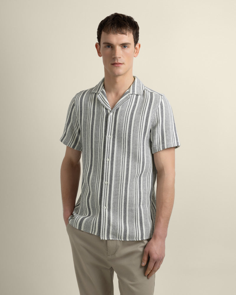 Olsen - Waffle Stripe Short Sleeve Shirt
