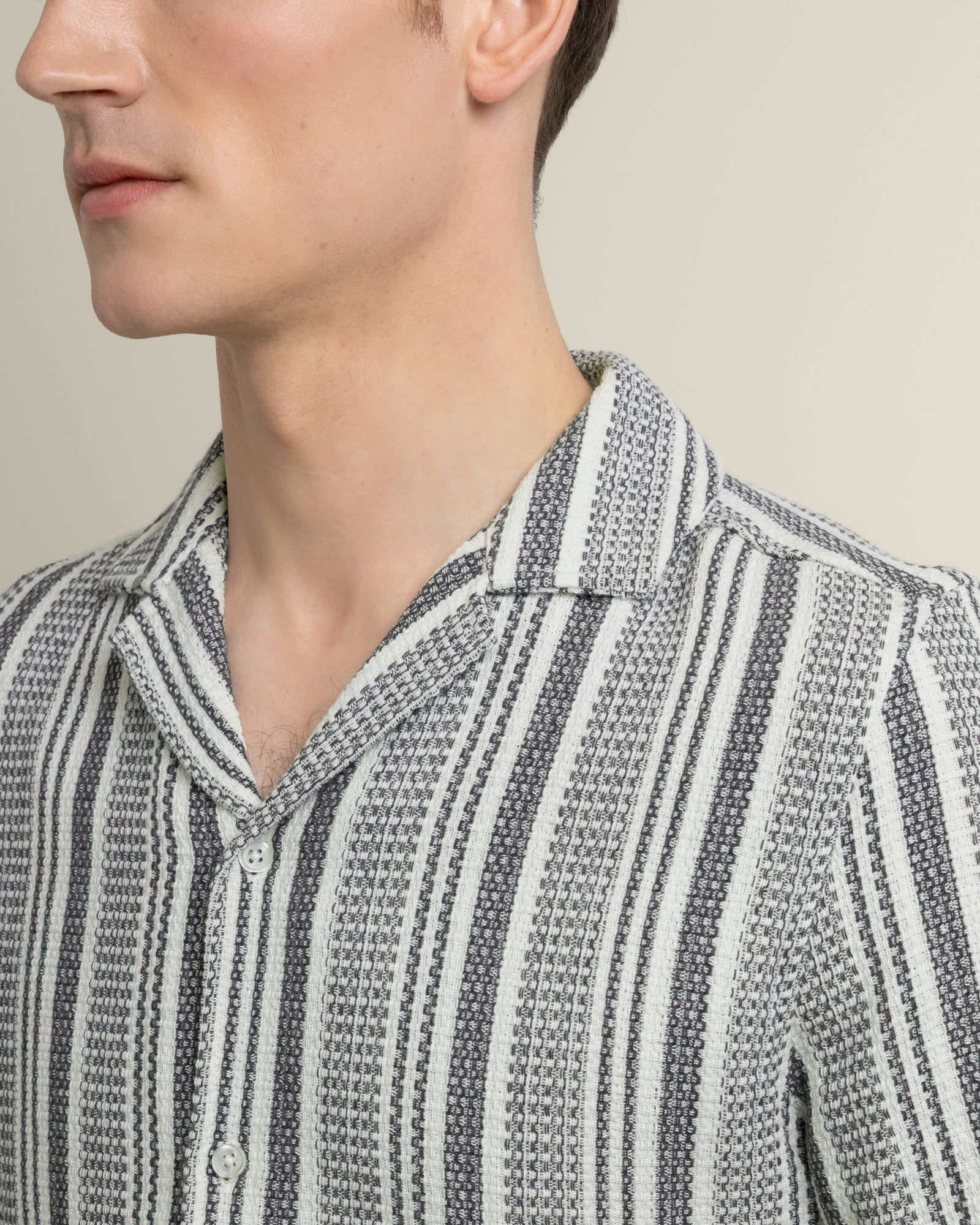 Olsen - Waffle Stripe Short Sleeve Shirt