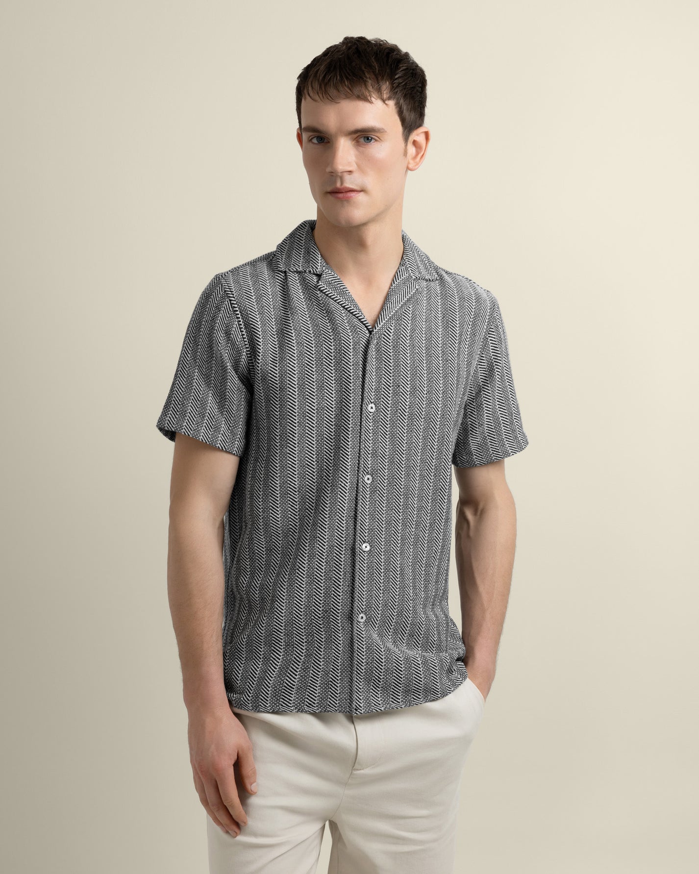 Frans - Twill Jacquard Stripe Short Sleeve Shirt