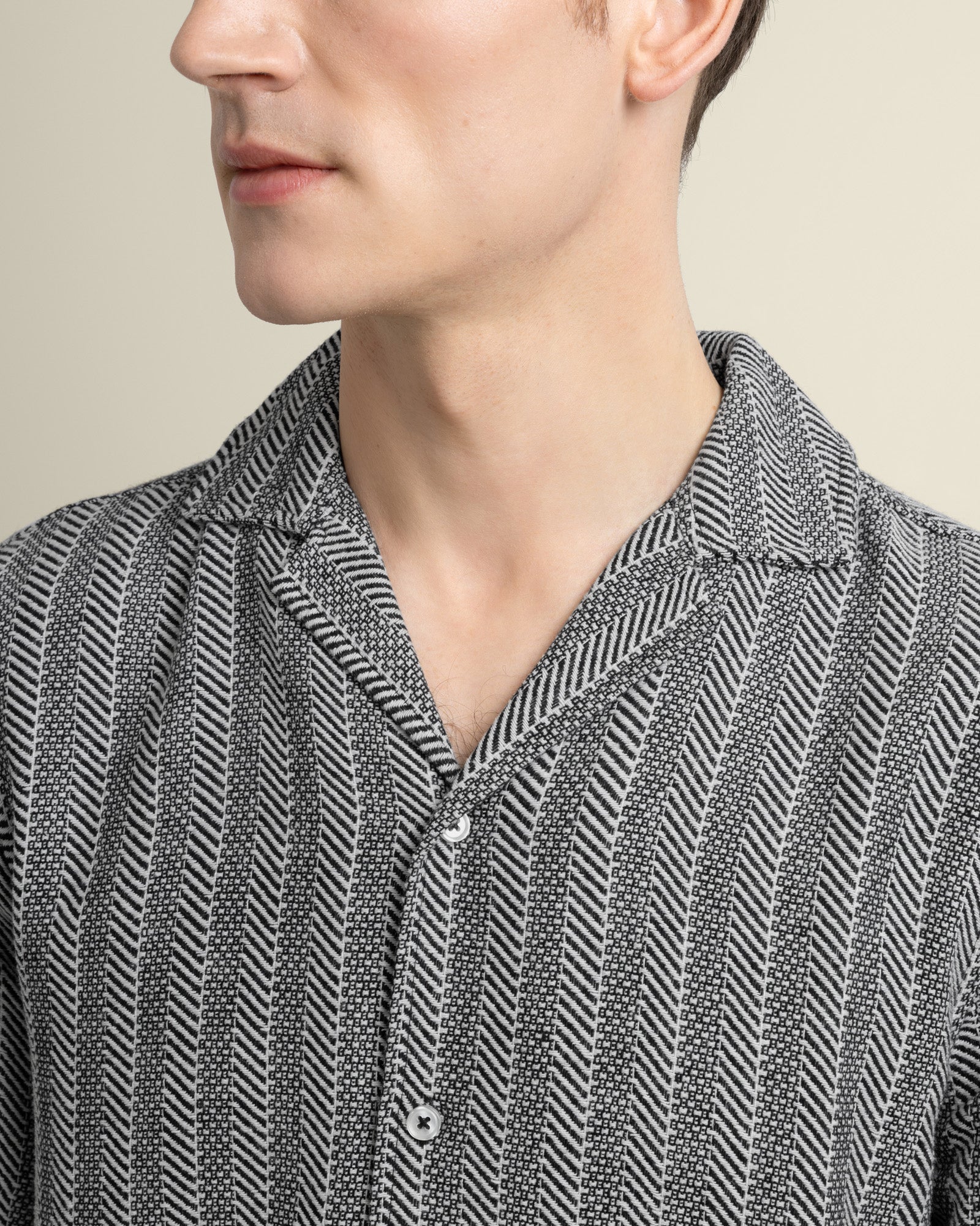 Frans - Twill Jacquard Stripe Short Sleeve Shirt