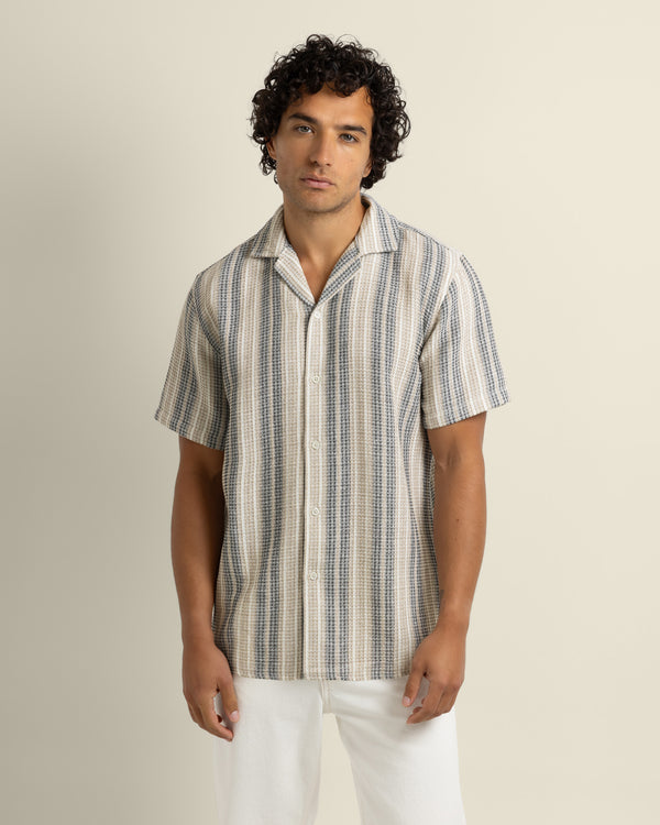 Ivar - Waffle Jacquard Stripe Short Sleeve Shirt