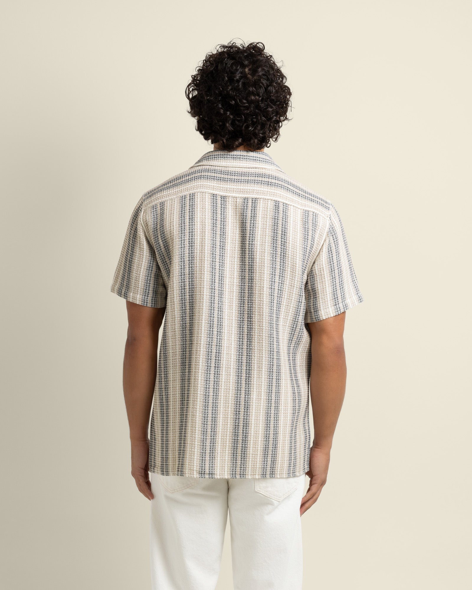 Ivar - Waffle Jacquard Stripe Short Sleeve Shirt