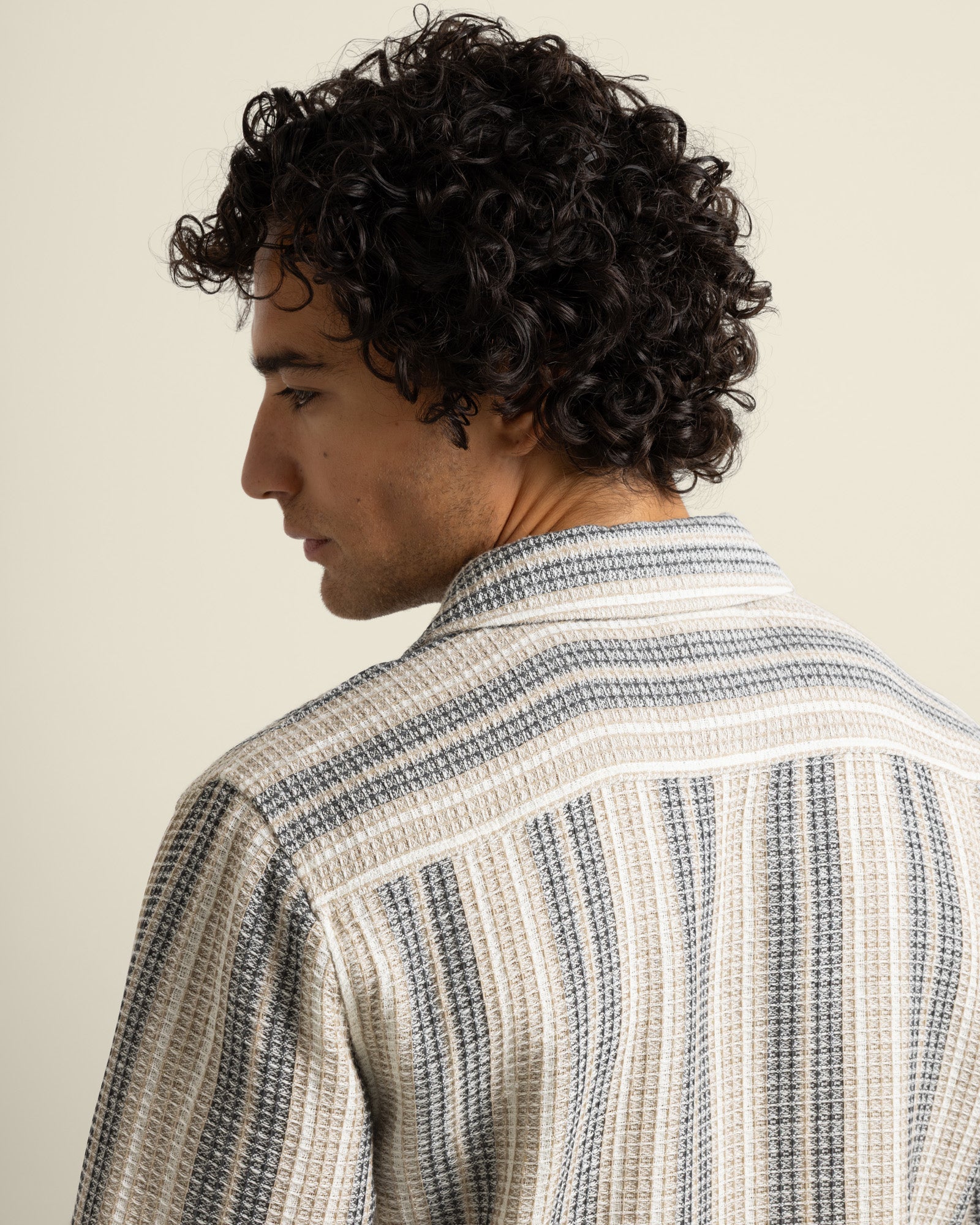 Ivar - Waffle Jacquard Stripe Short Sleeve Shirt