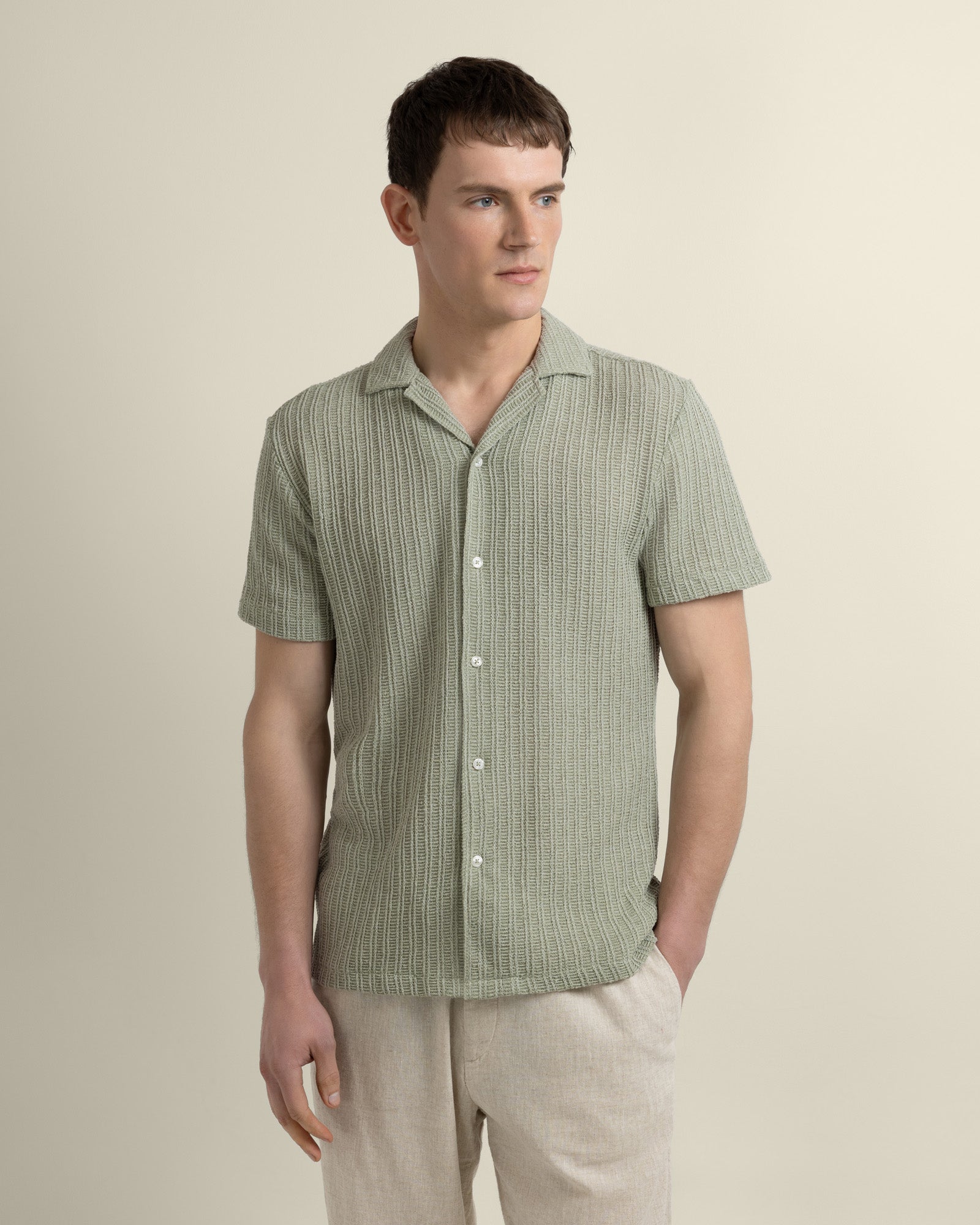 Peder - Crochet Jacquard Short Sleeve Shirt