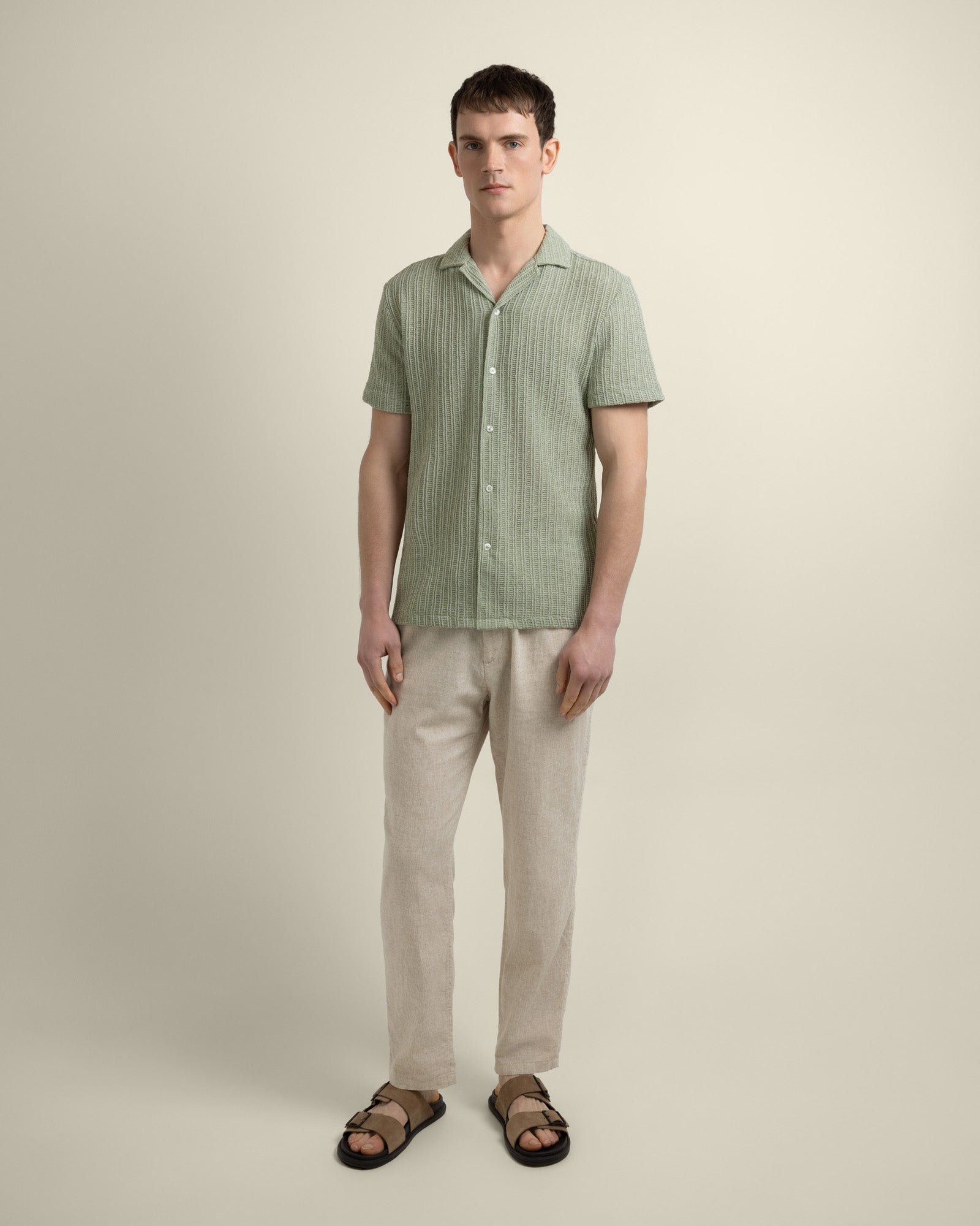 Peder - Crochet Jacquard Short Sleeve Shirt