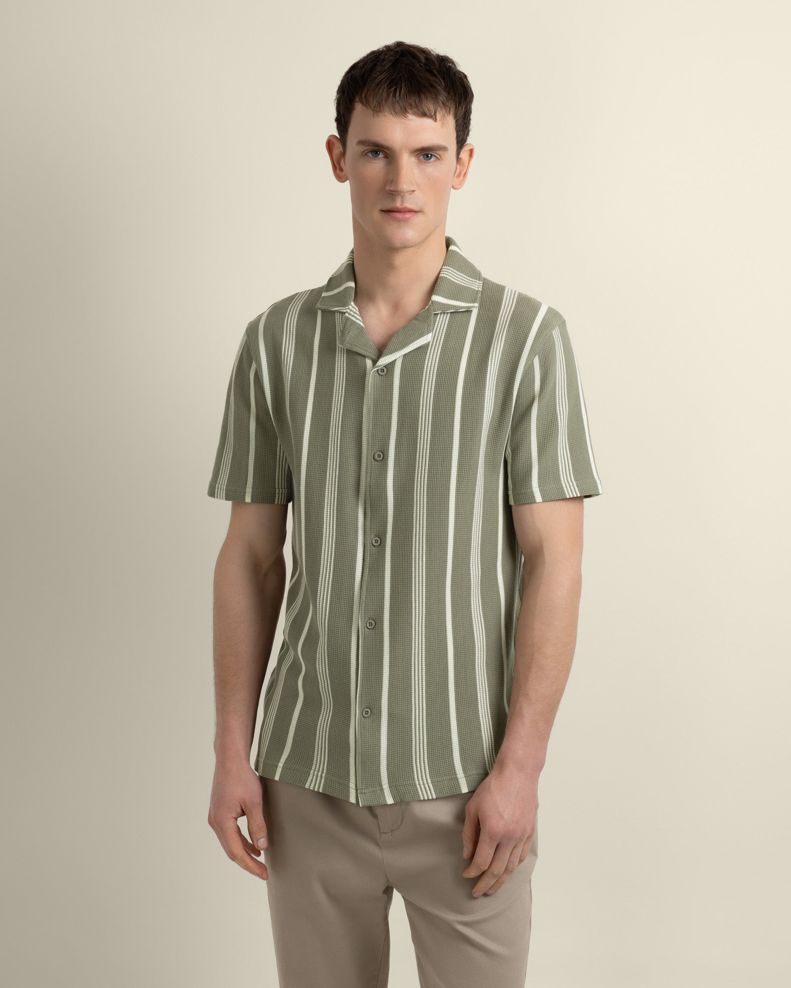 Hannes - Waffle Stripe Short Sleeve Shirt