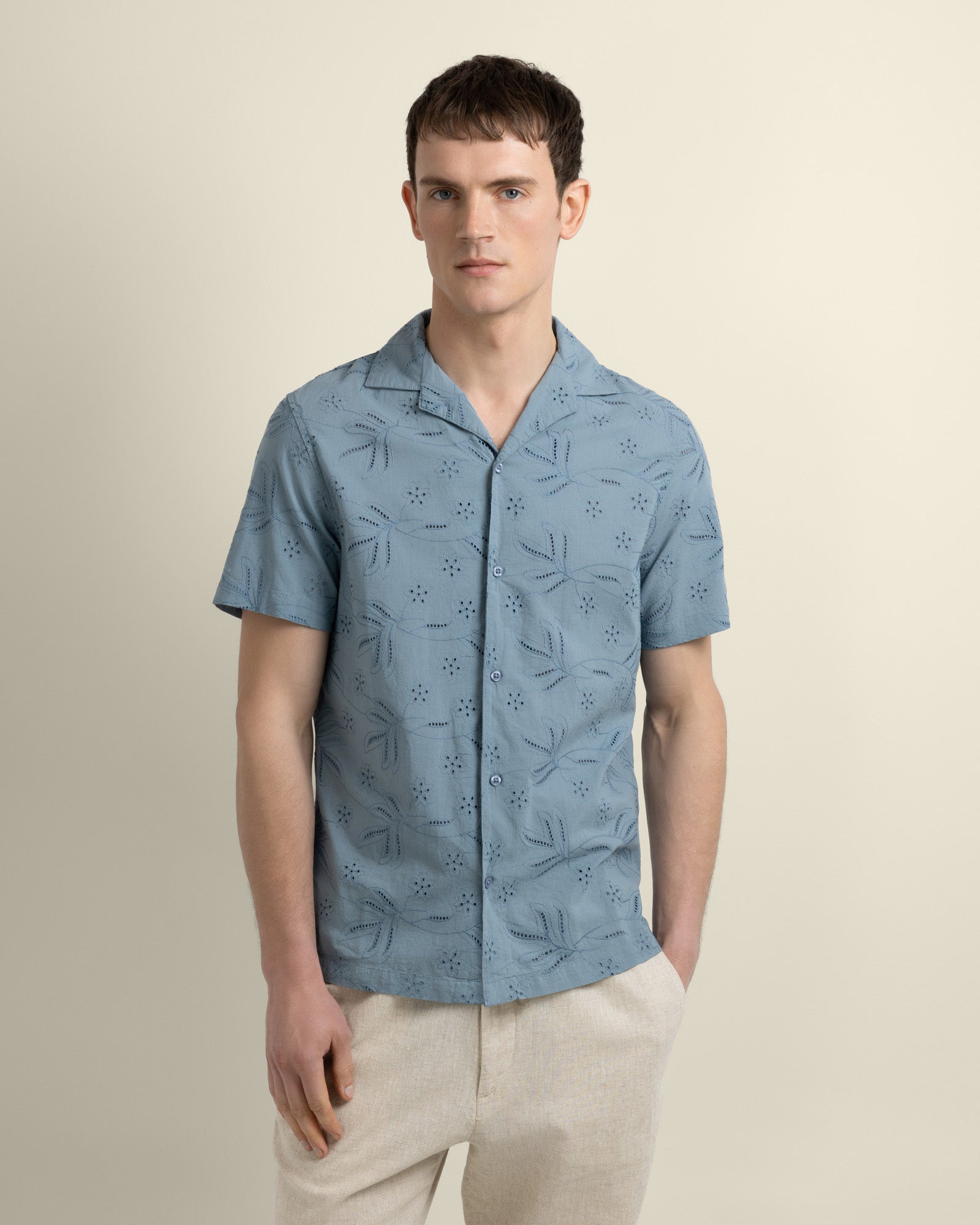 Daan - Floral Embossed Short Sleeve Shirt