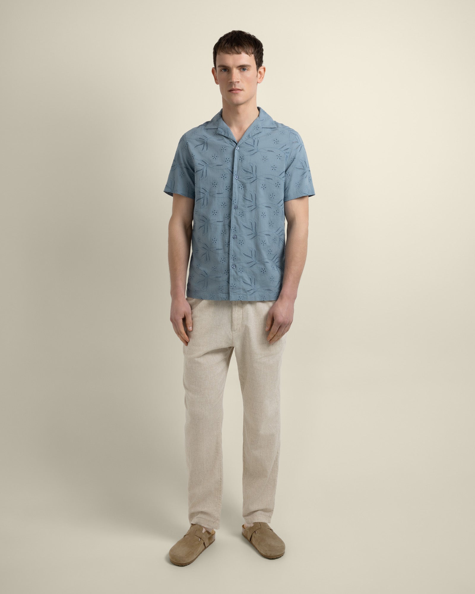 Daan - Floral Embossed Short Sleeve Shirt
