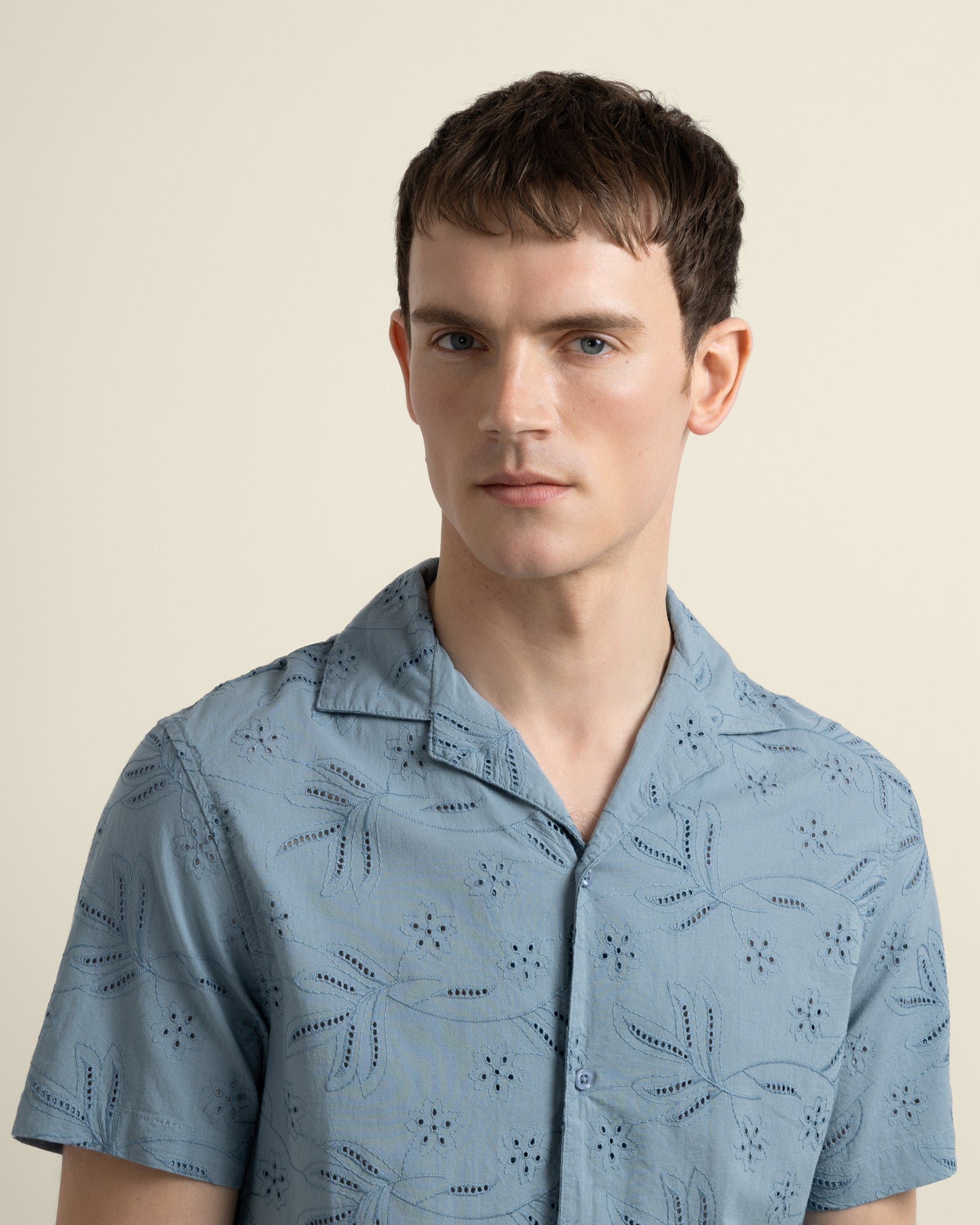 Daan - Floral Embossed Short Sleeve Shirt