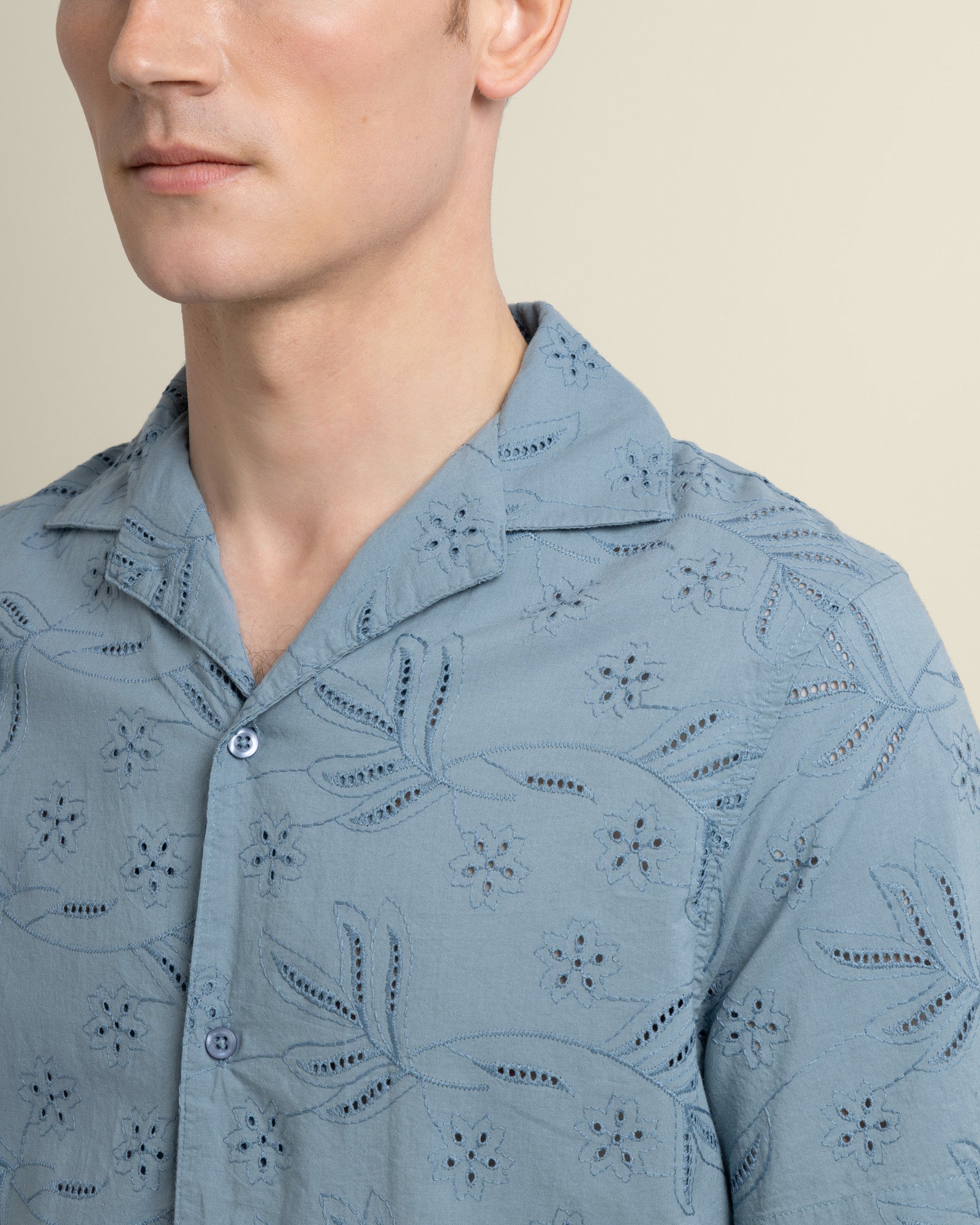 Daan - Floral Embossed Short Sleeve Shirt