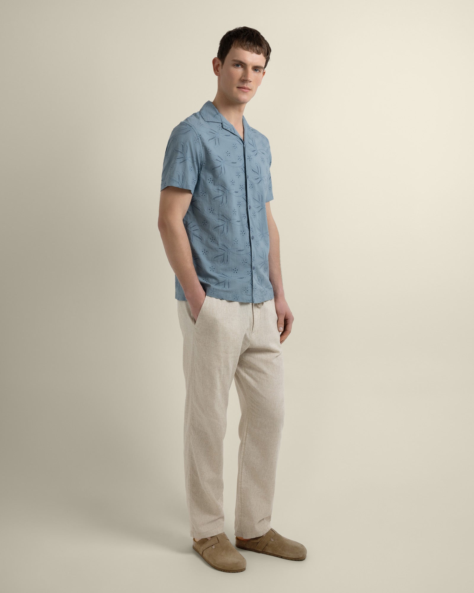 Daan - Floral Embossed Short Sleeve Shirt