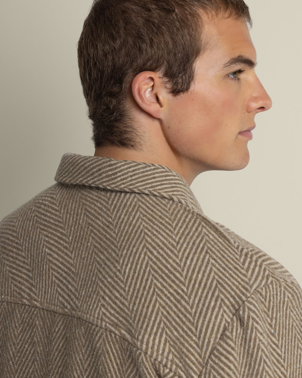 Brown &amp; Stone Herringbone Textured Overshirt