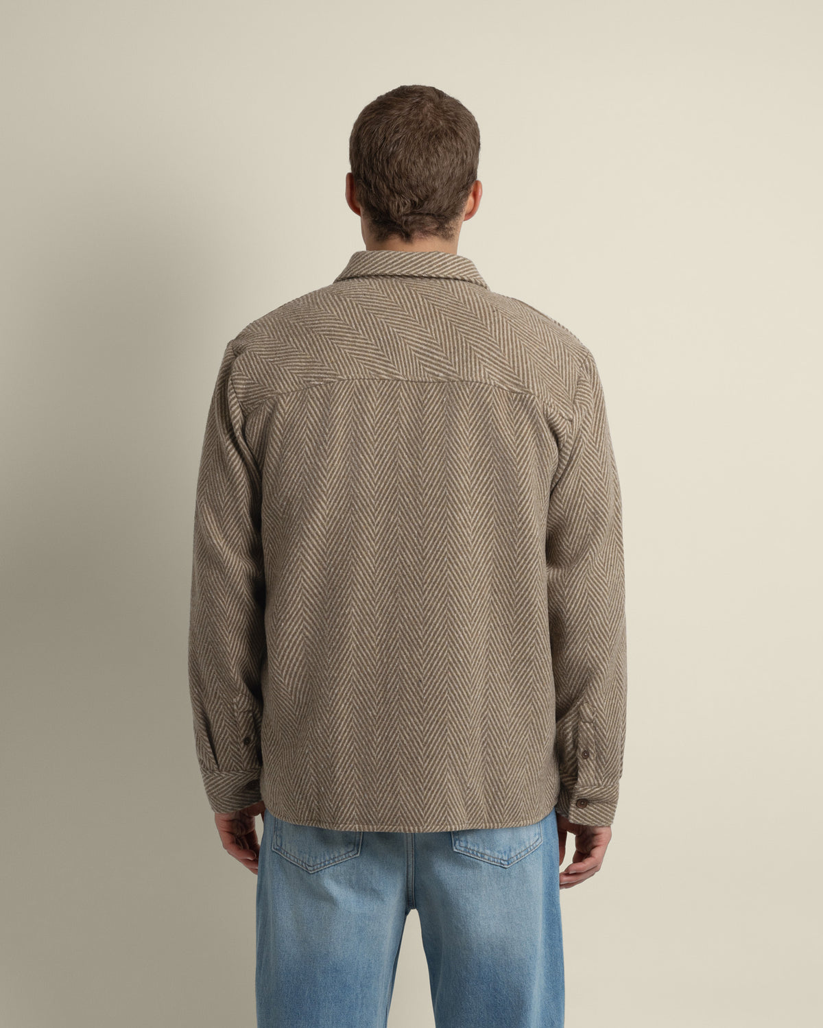Brown &amp; Stone Herringbone Textured Overshirt