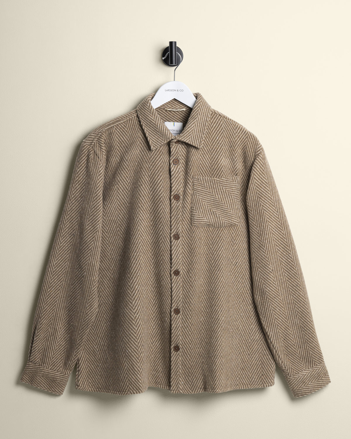 Brown &amp; Stone Herringbone Textured Overshirt