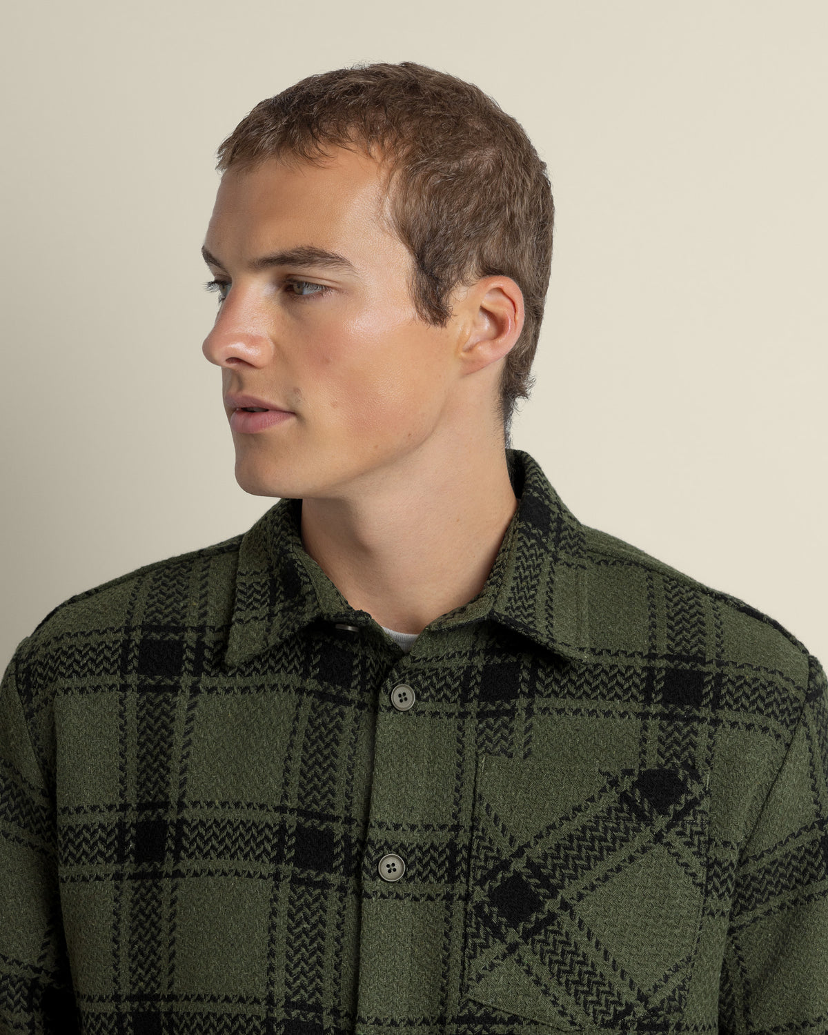 Olive &amp; Black Check Overshirt