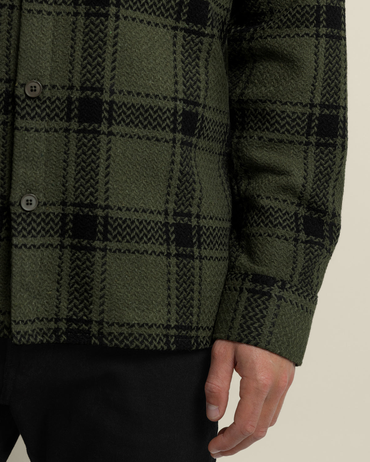 Olive &amp; Black Check Overshirt