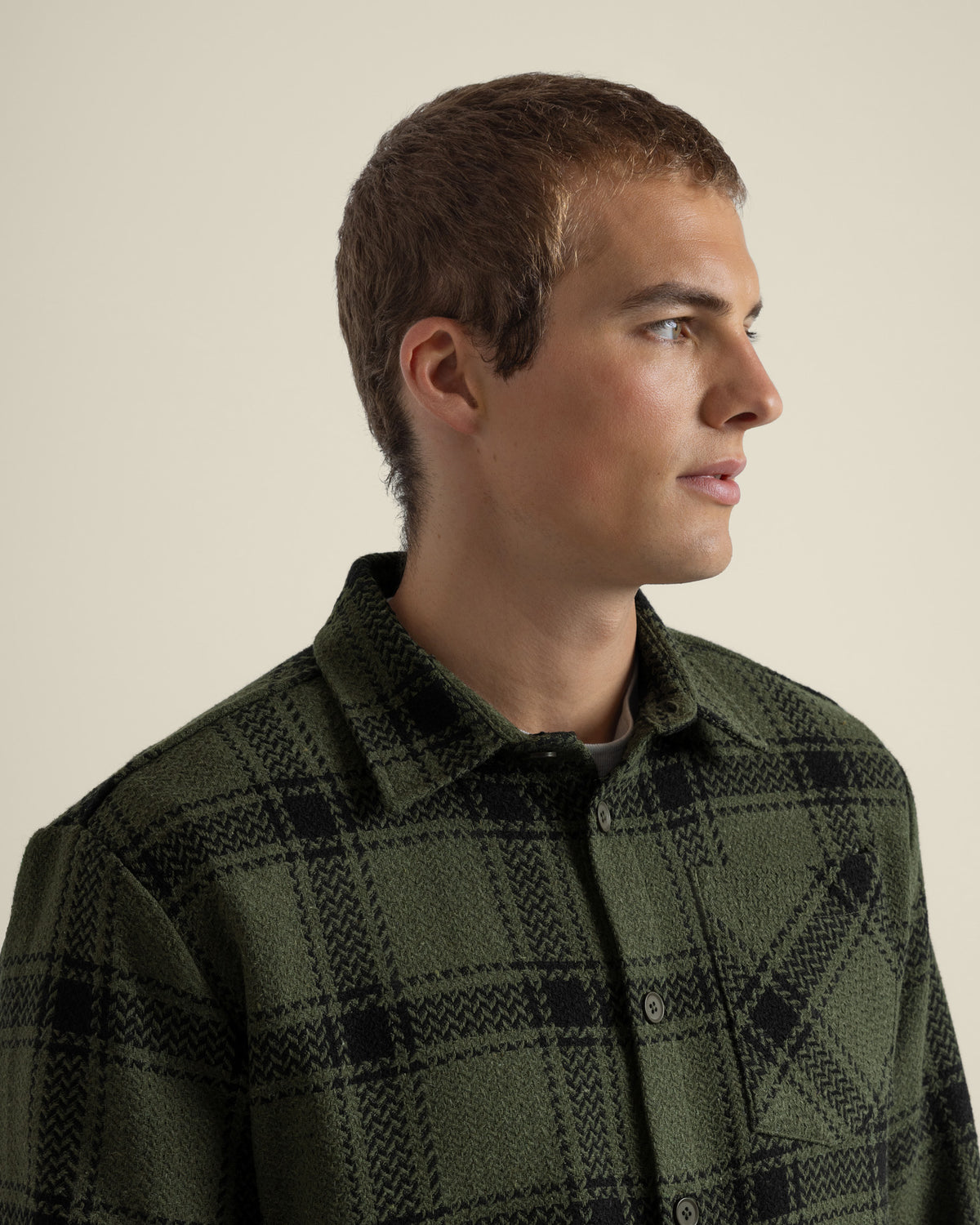 Olive &amp; Black Check Overshirt