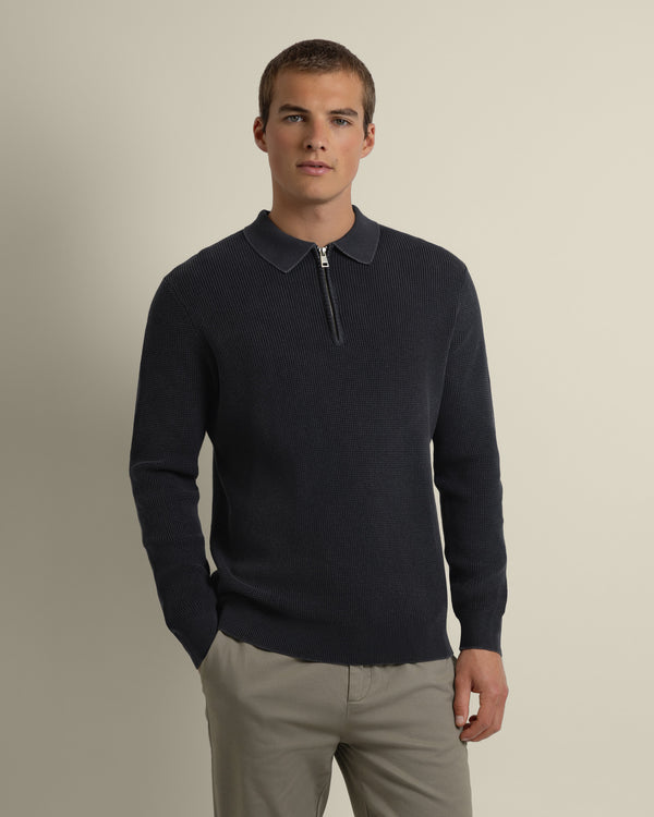 Gaerum - Vintage Wash Long Sleeve Polo Shirt