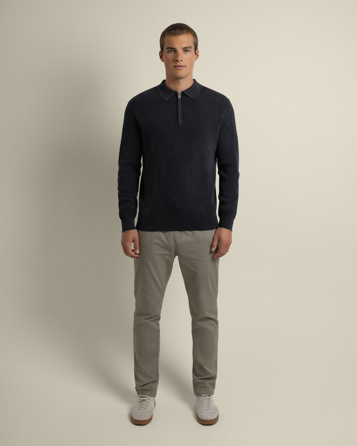 Gaerum - Vintage Wash Long Sleeve Polo Shirt