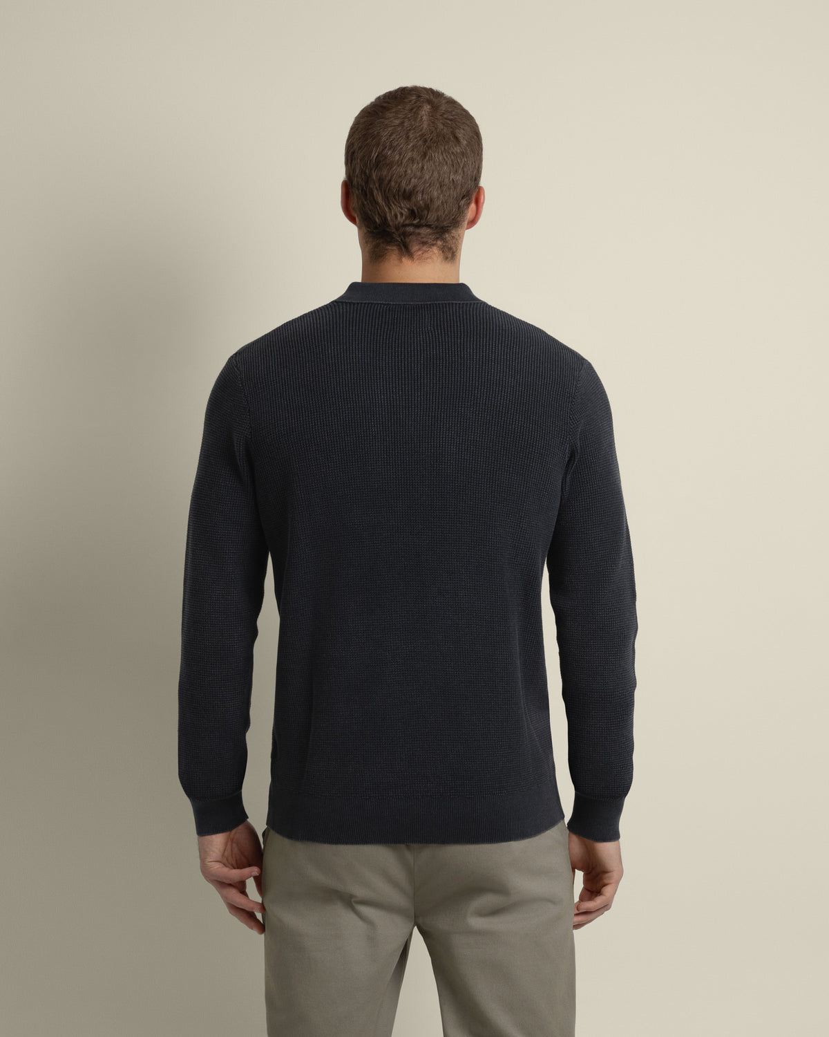 Gaerum - Vintage Wash Long Sleeve Polo Shirt