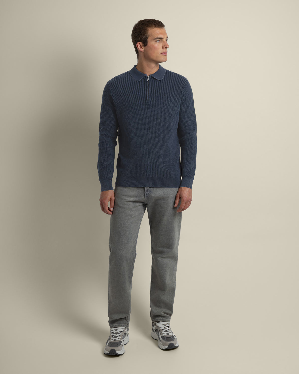Gaerum - Vintage Wash Long Sleeve Polo Shirt