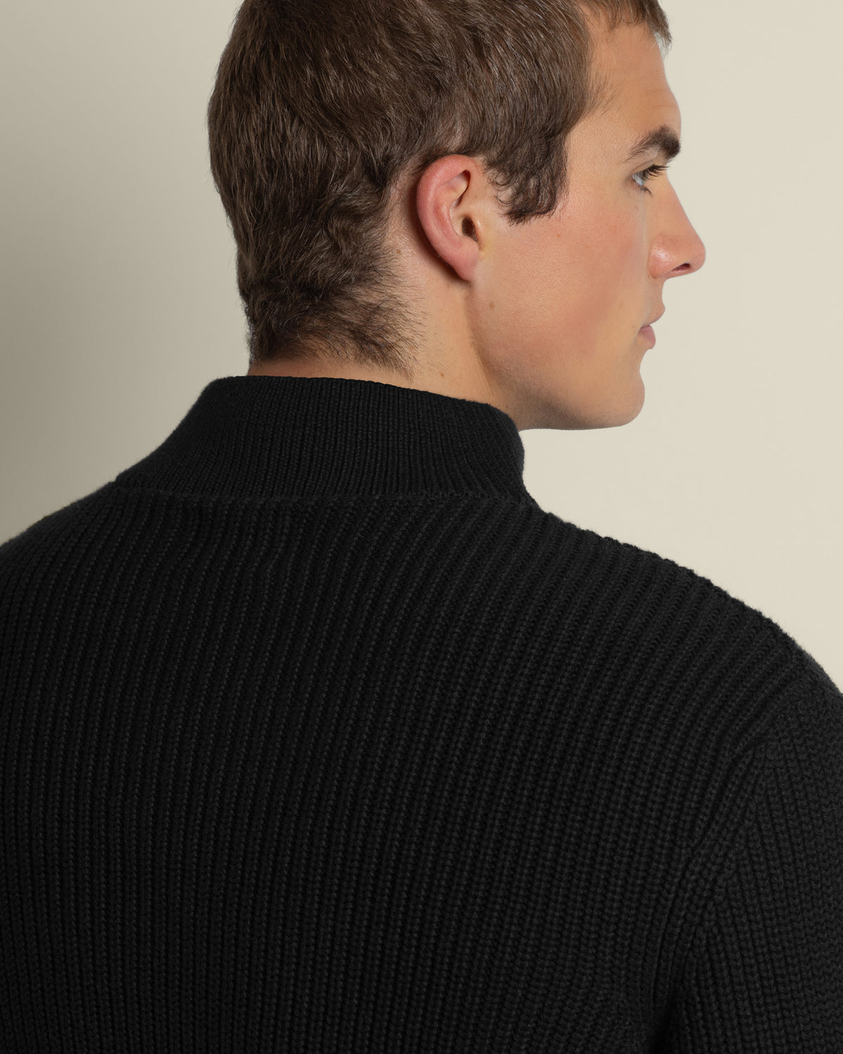 Rib Panel Knitted 1/4 Zip Sweater