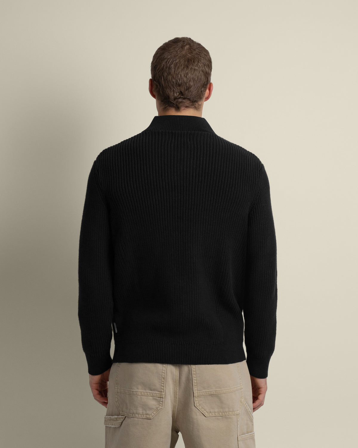 Rib Panel Knitted 1/4 Zip Sweater