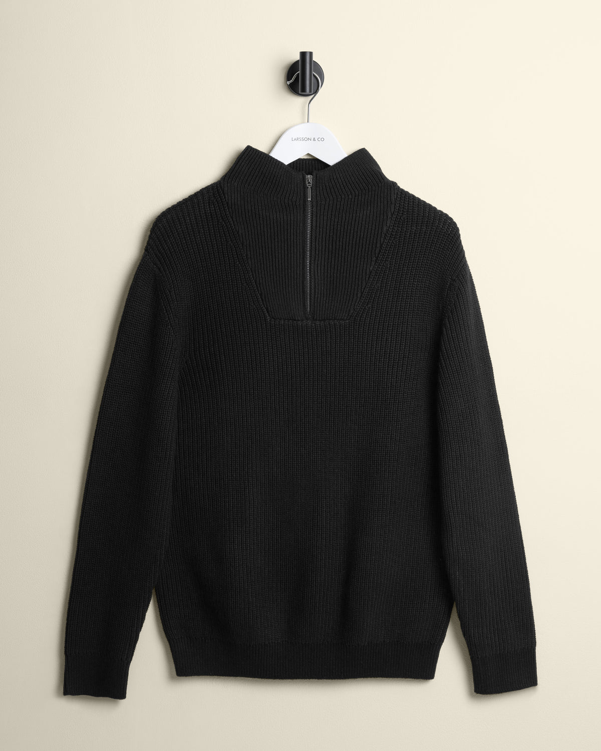 Rib Panel Knitted 1/4 Zip Sweater