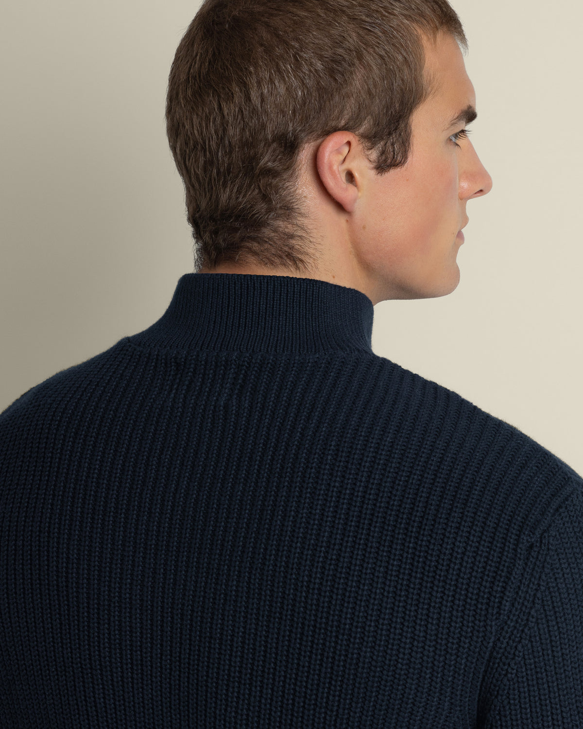 Rib Panel Knitted 1/4 Zip Sweater