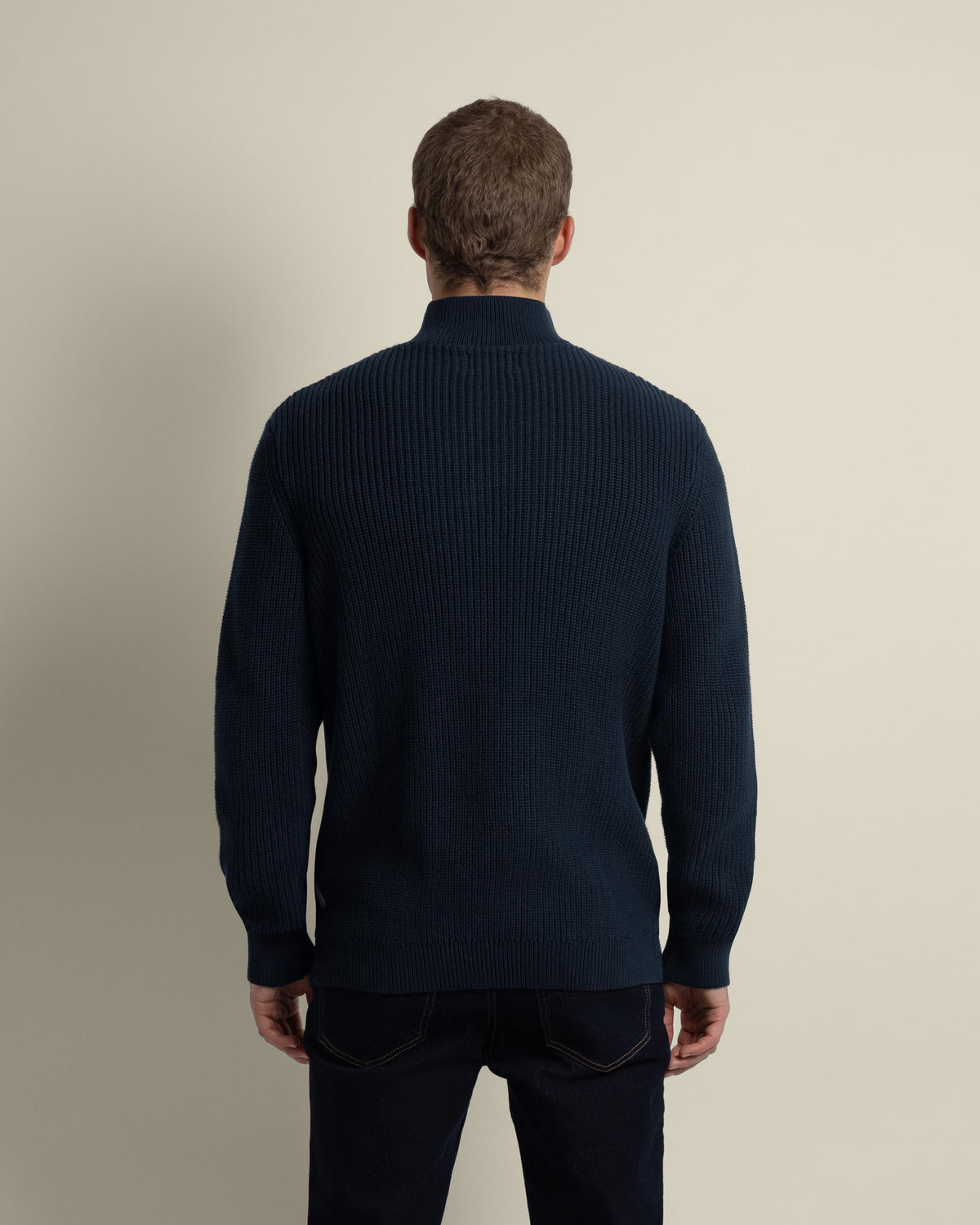 Rib Panel Knitted 1/4 Zip Sweater