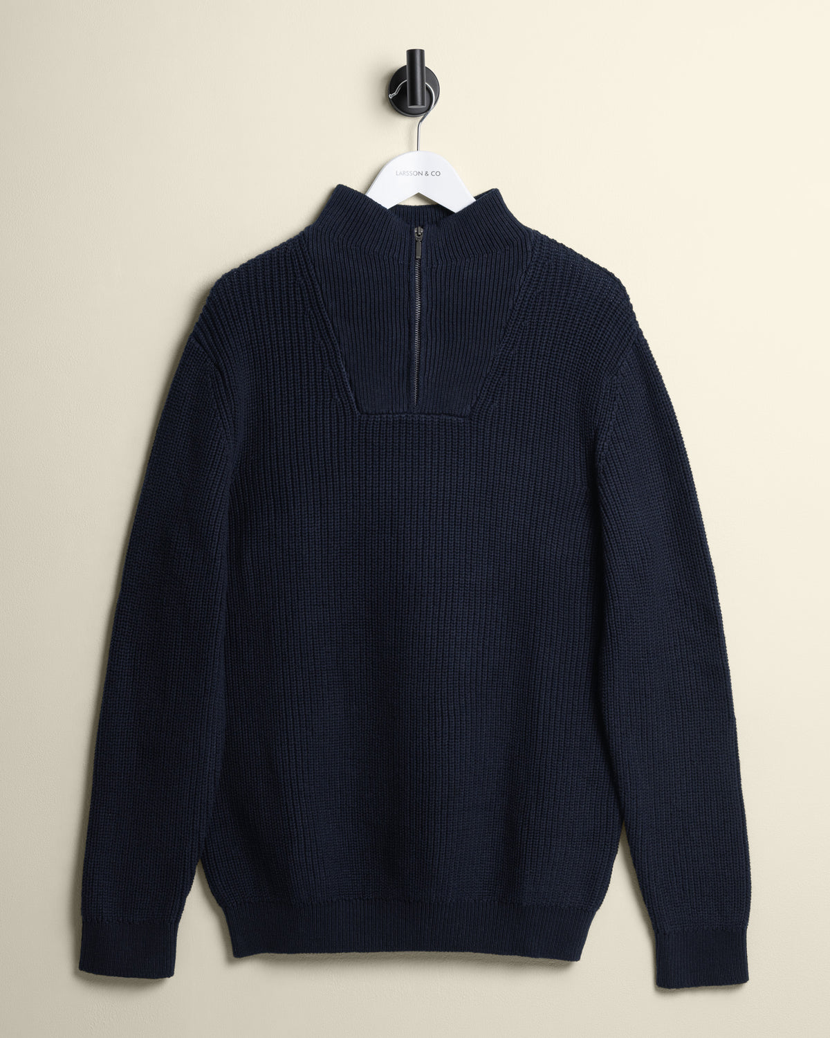 Rib Panel Knitted 1/4 Zip Sweater