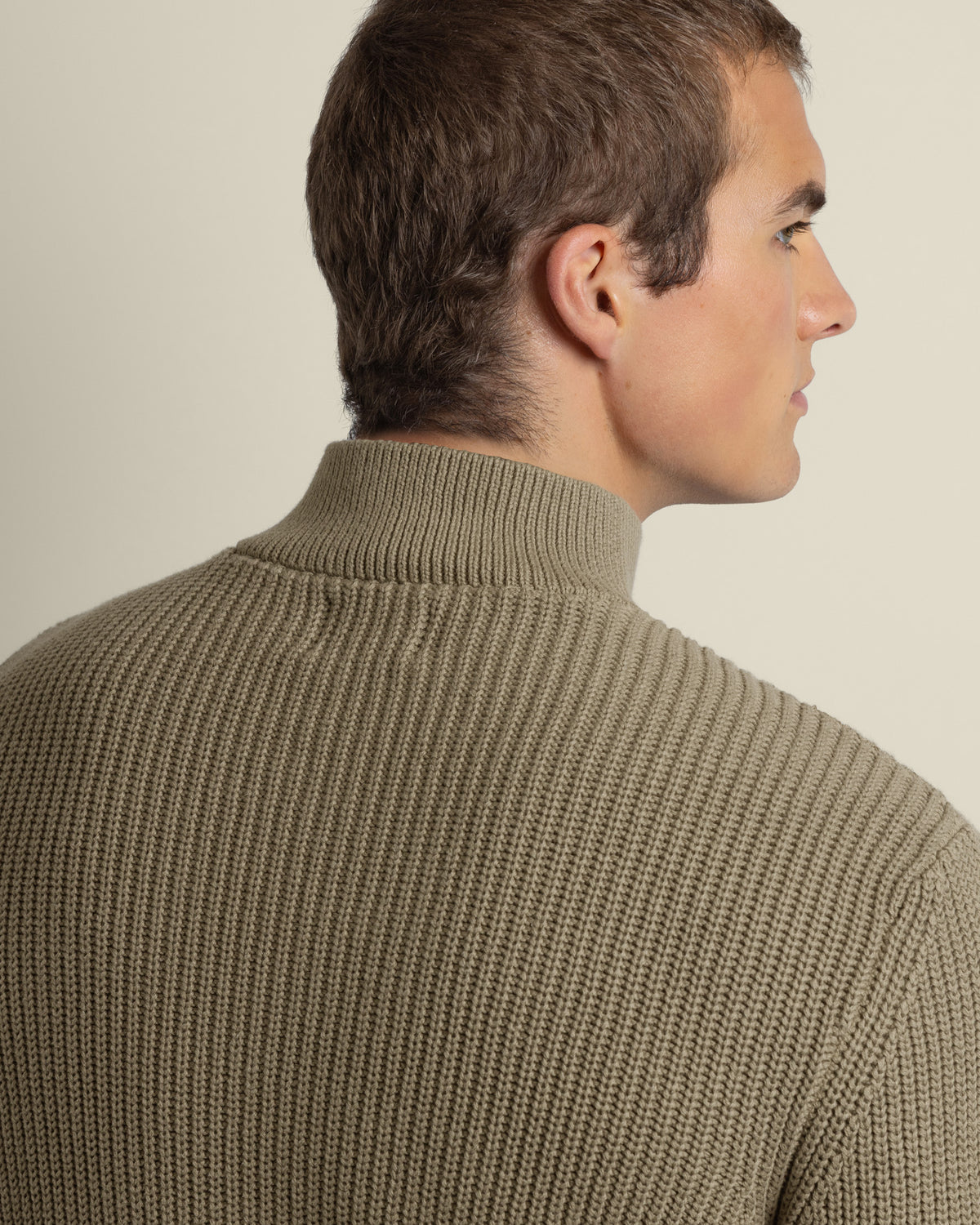Rib Panel Knitted 1/4 Zip Sweater