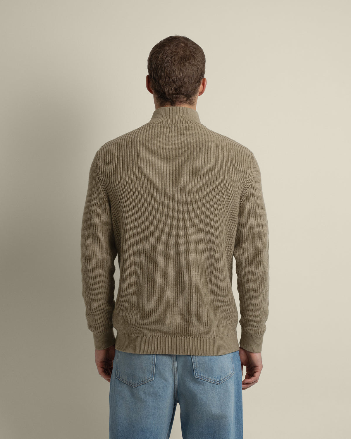 Rib Panel Knitted 1/4 Zip Sweater