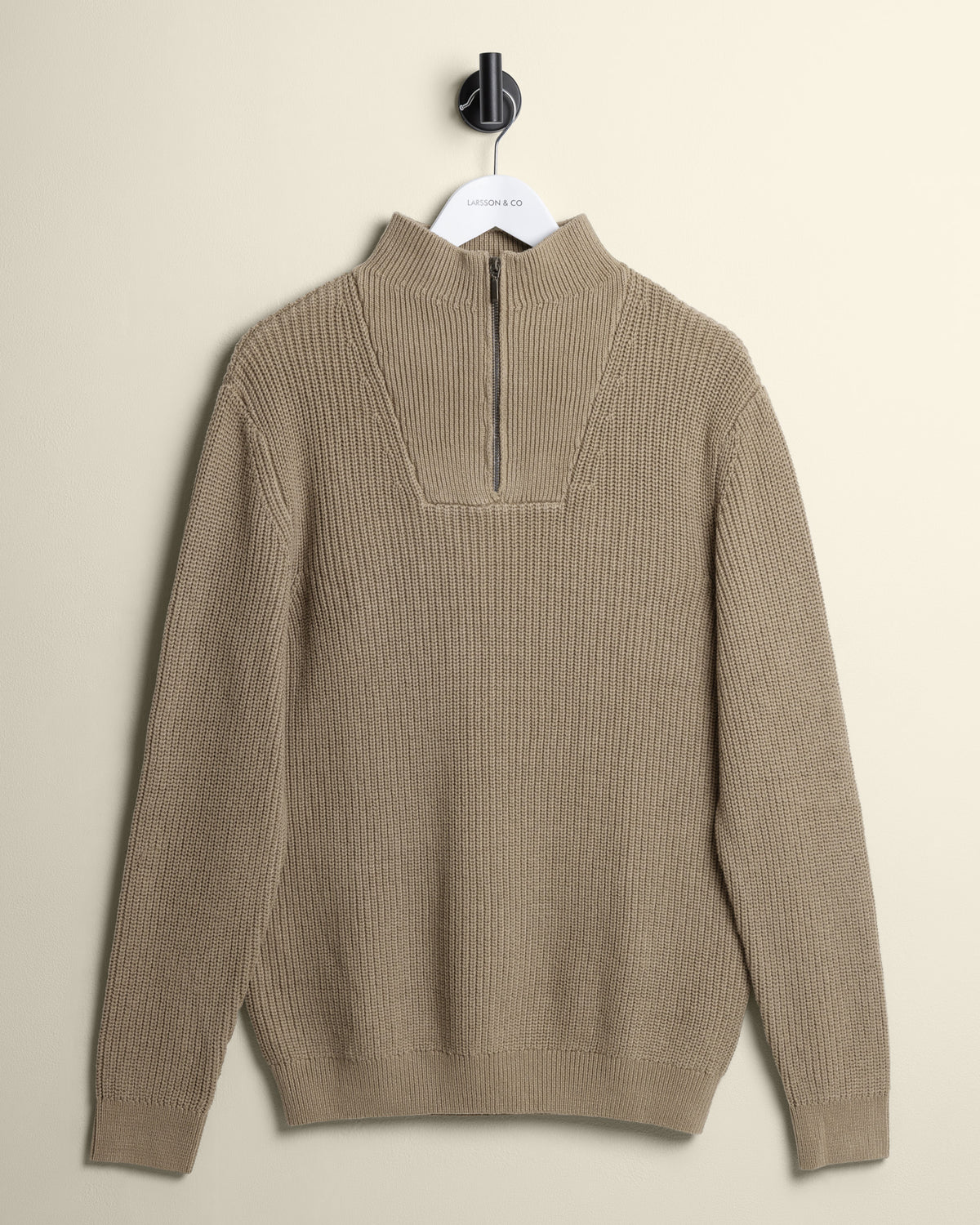 Rib Panel Knitted 1/4 Zip Sweater